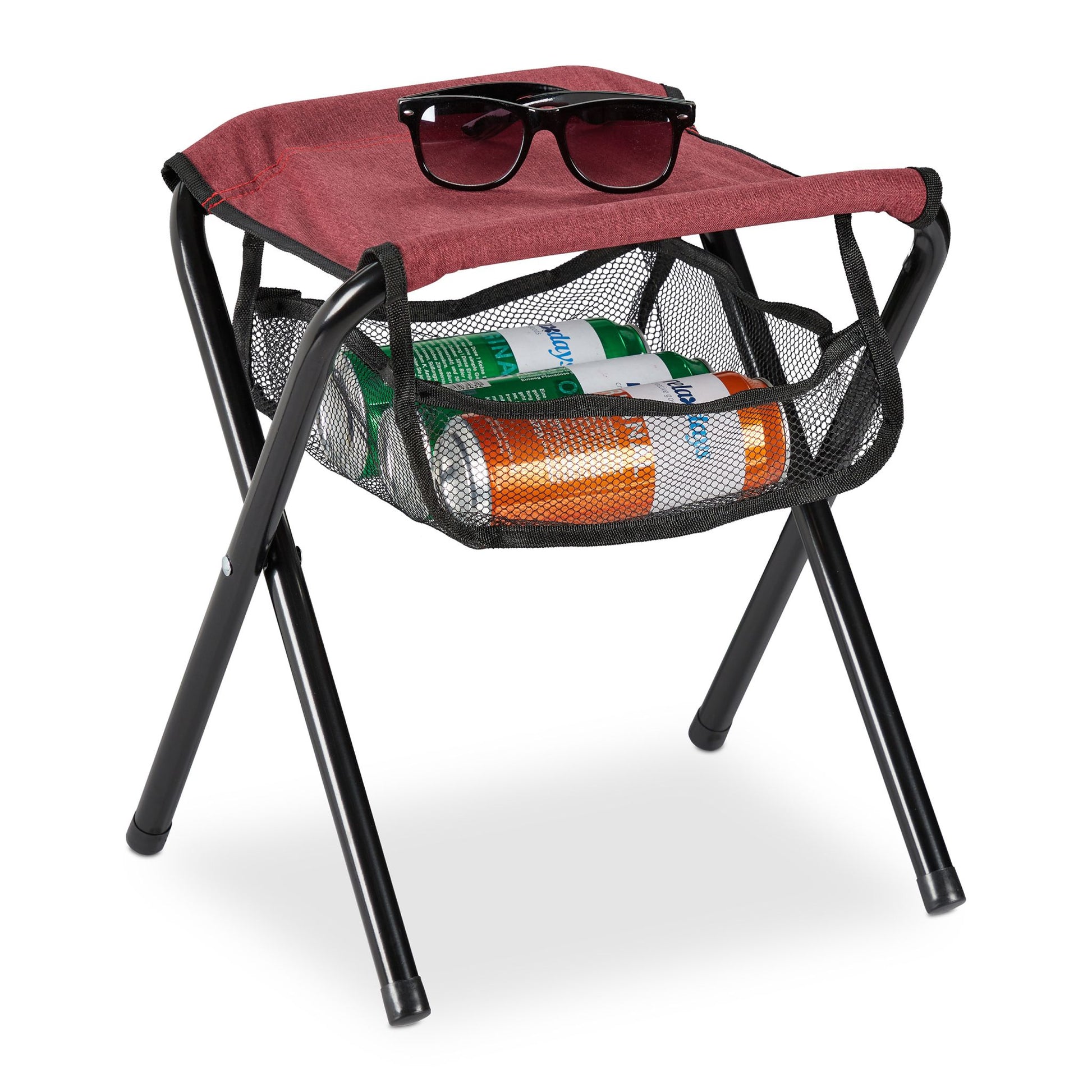 Klapphocker bis 120 kg Dunkelrot-Schwarz von Relaxdays