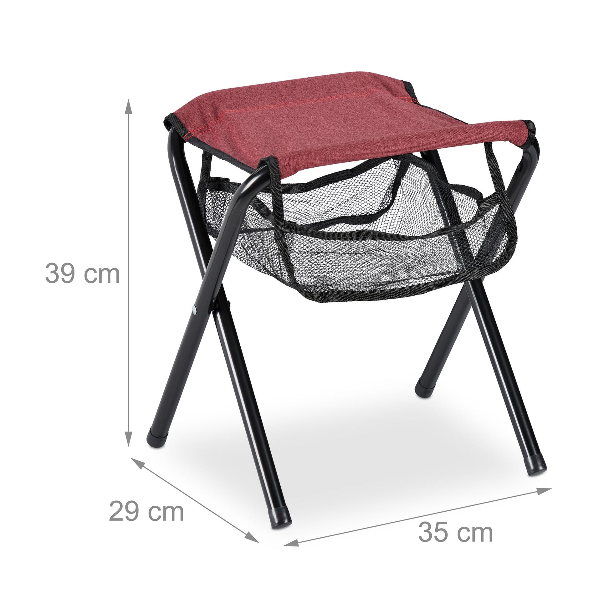 Klapphocker bis 120 kg Dunkelrot-Schwarz von Relaxdays