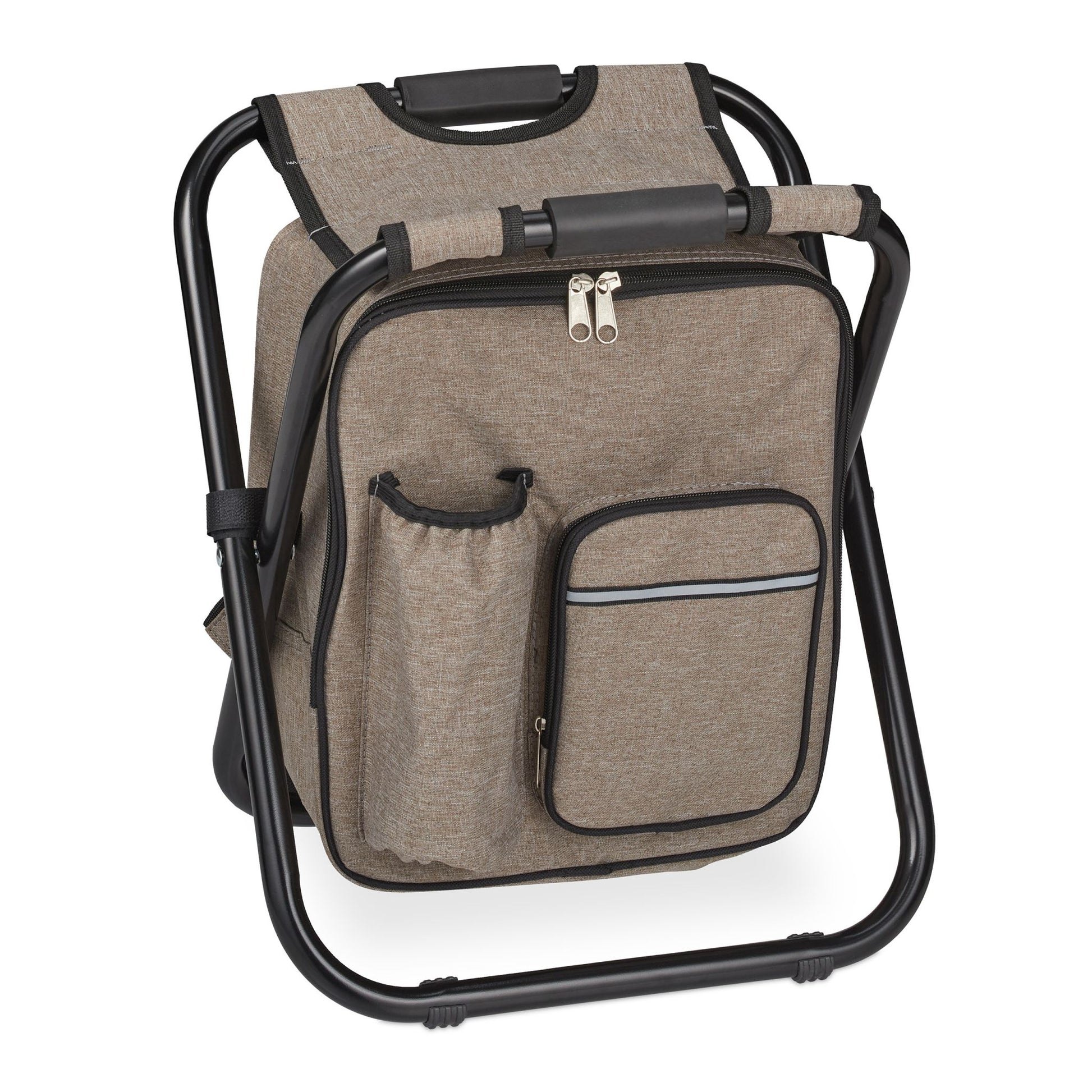 Klappbarer Campinghocker mit Tasche Beige-Schwarz von Relaxdays