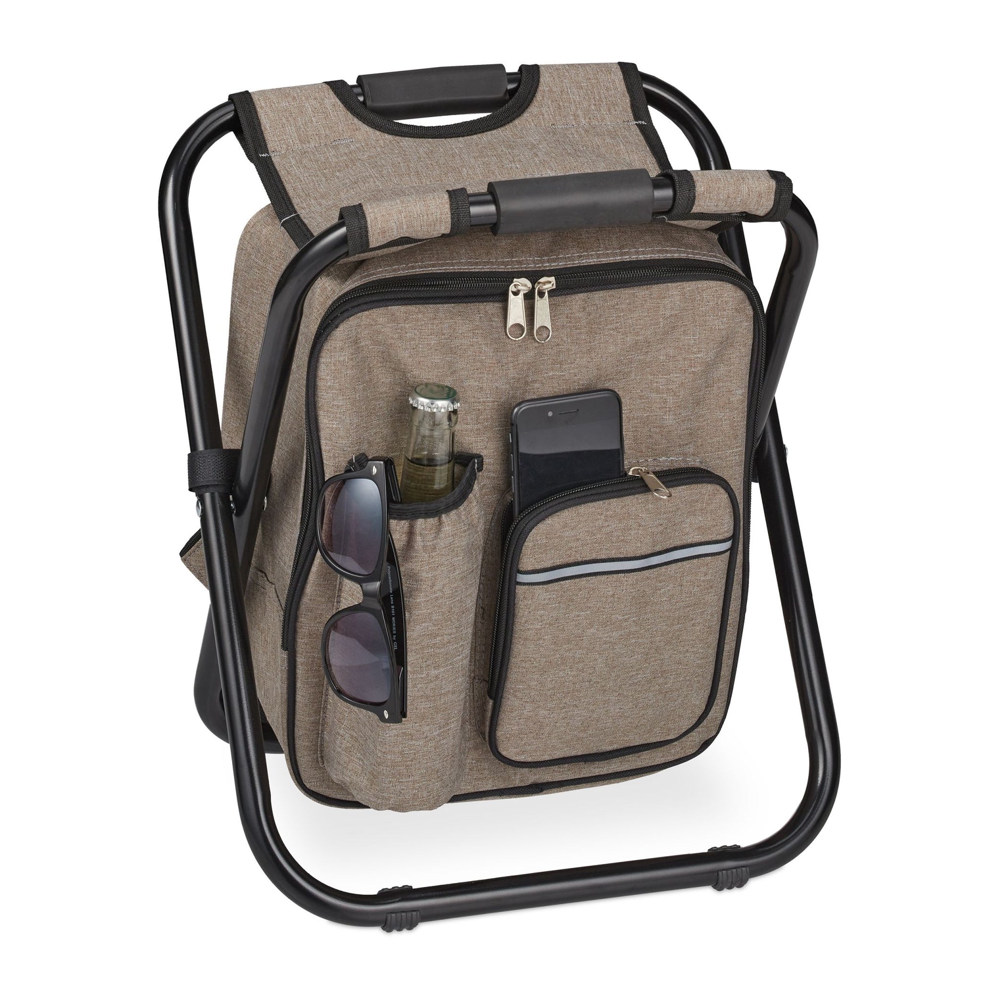Klappbarer Campinghocker mit Tasche Beige-Schwarz von Relaxdays