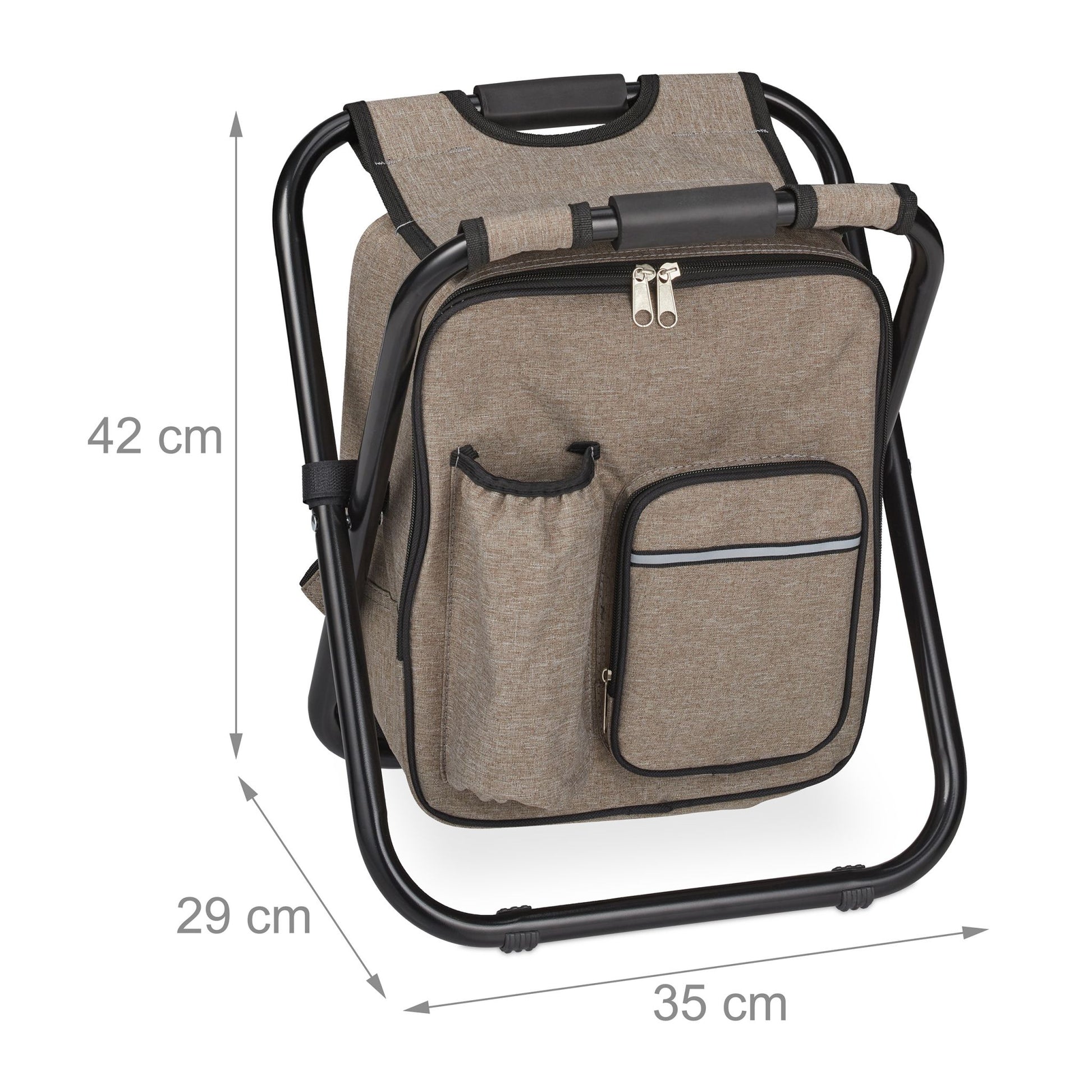 Klappbarer Campinghocker mit Tasche Beige-Schwarz von Relaxdays