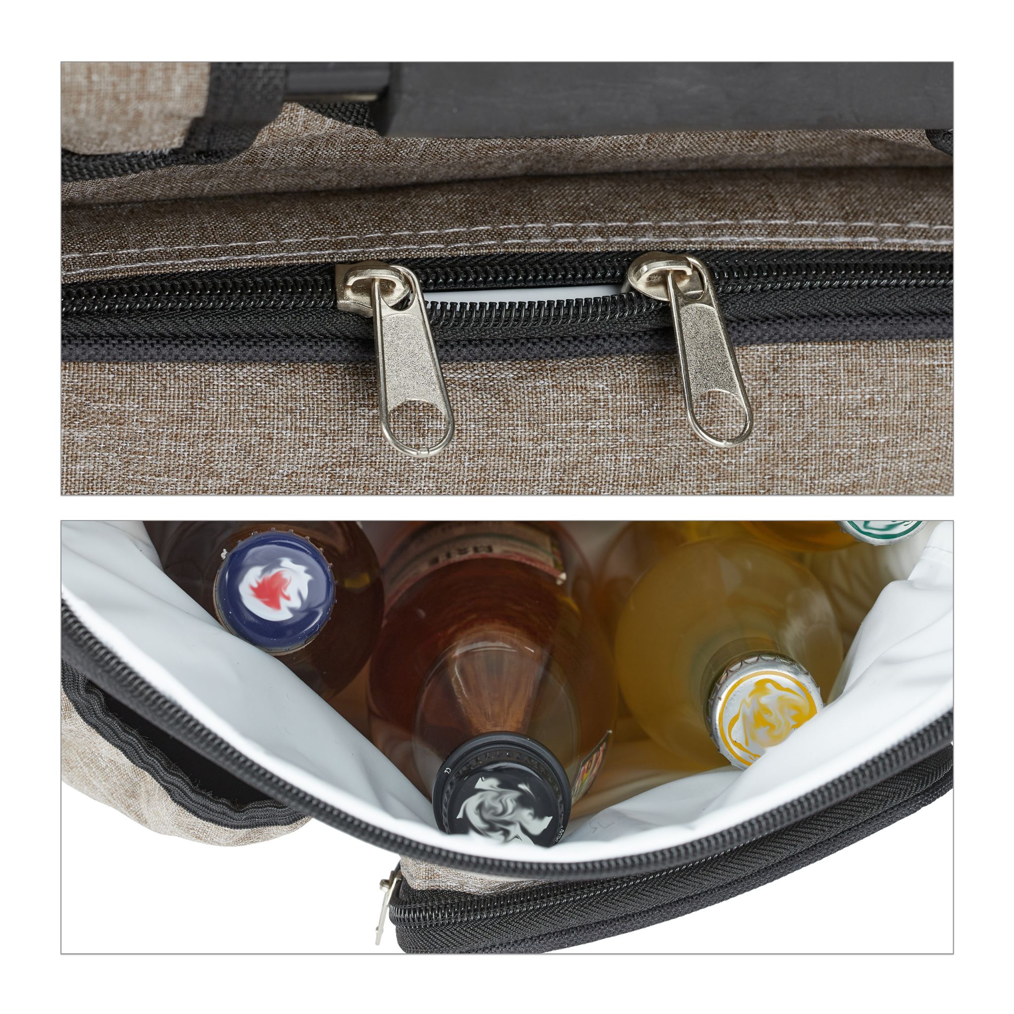 Klappbarer Campinghocker mit Tasche Beige-Schwarz von Relaxdays