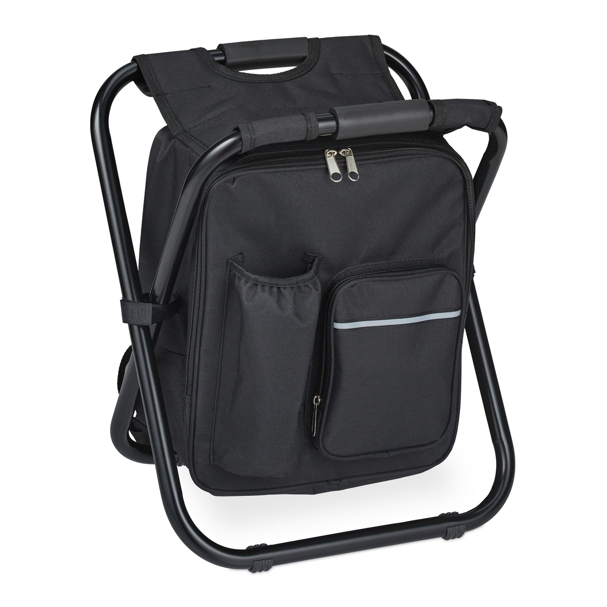 Klappbarer Campinghocker mit Tasche Schwarz von Relaxdays