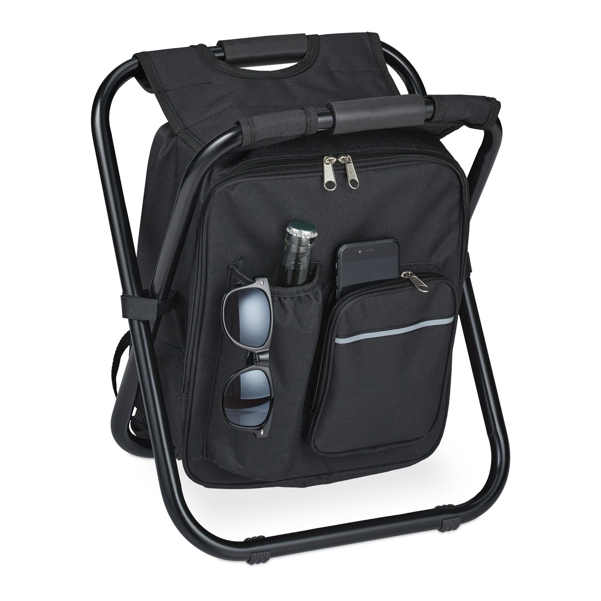 Klappbarer Campinghocker mit Tasche Schwarz von Relaxdays