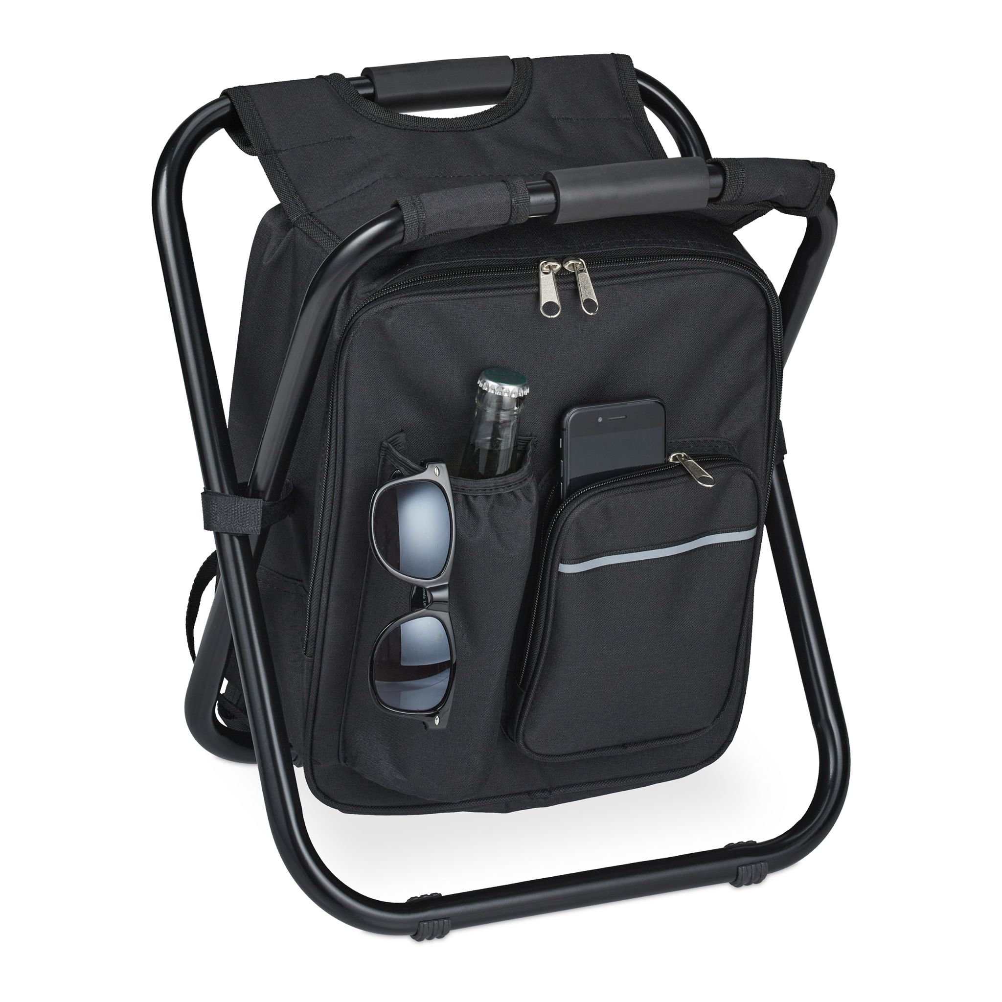 Klappbarer Campinghocker mit Tasche Schwarz von Relaxdays