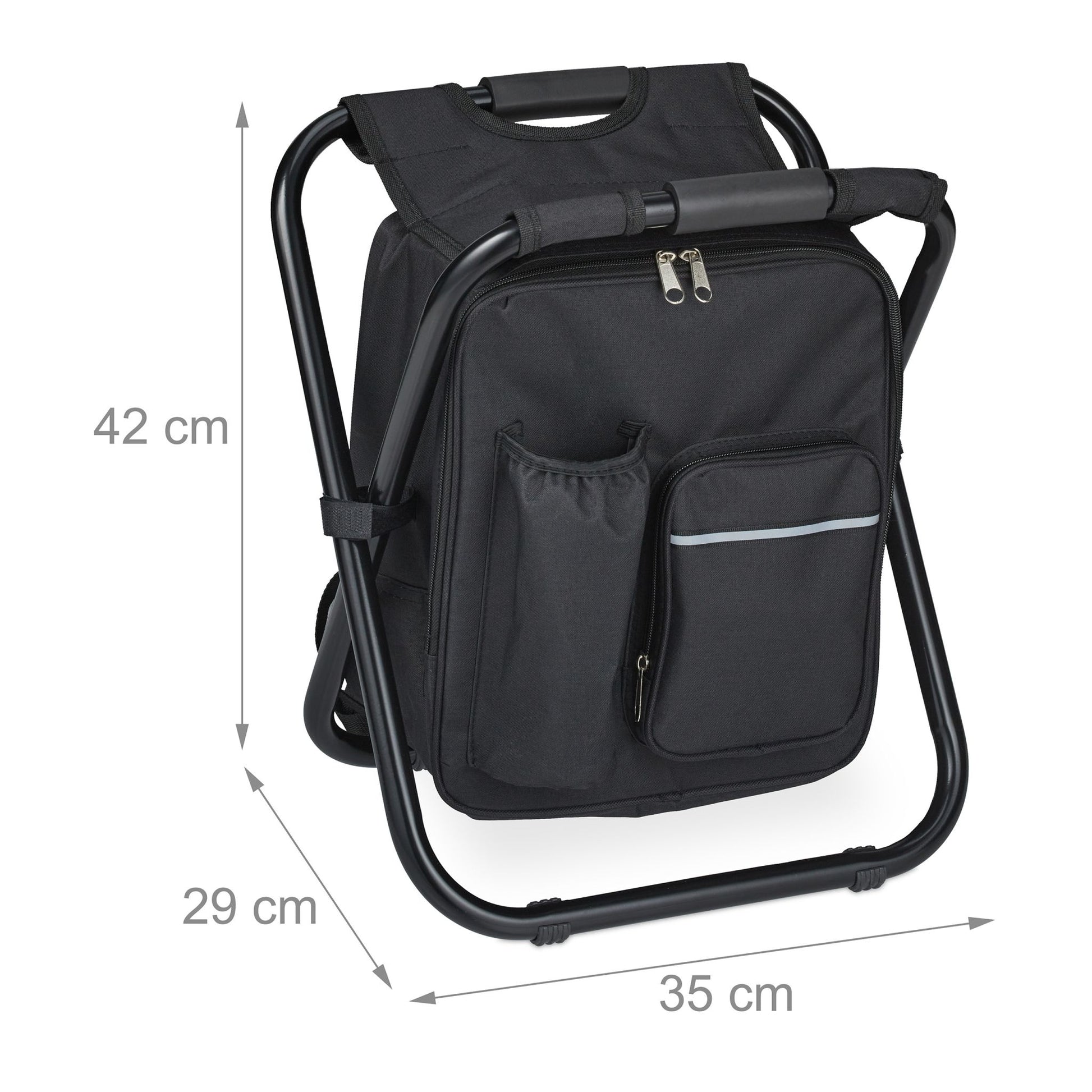 Klappbarer Campinghocker mit Tasche Schwarz von Relaxdays