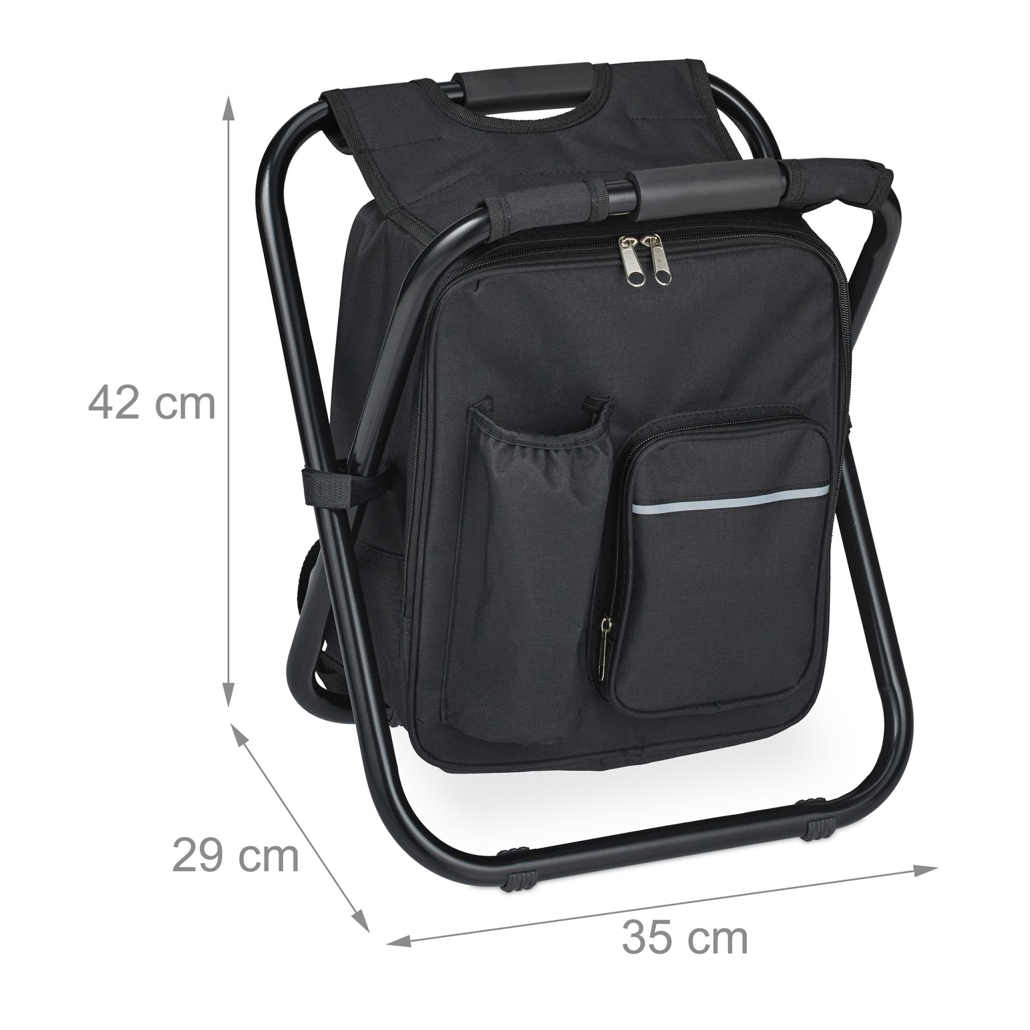Klappbarer Campinghocker mit Tasche Schwarz von Relaxdays