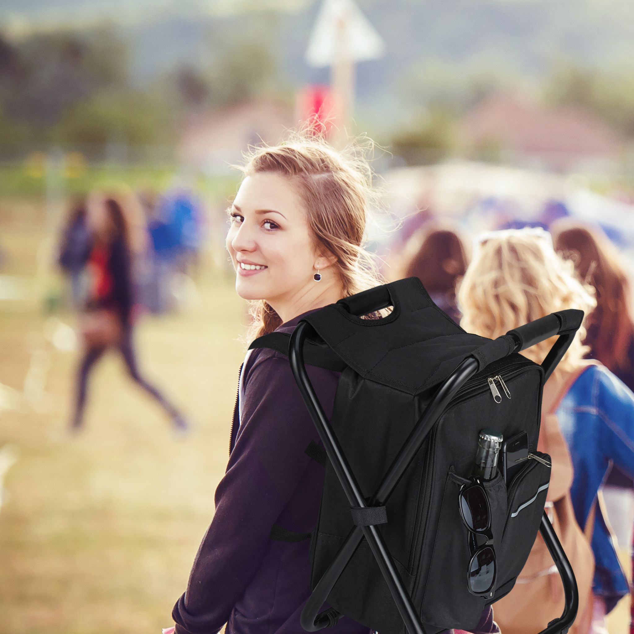 Klappbarer Campinghocker mit Tasche Schwarz von Relaxdays