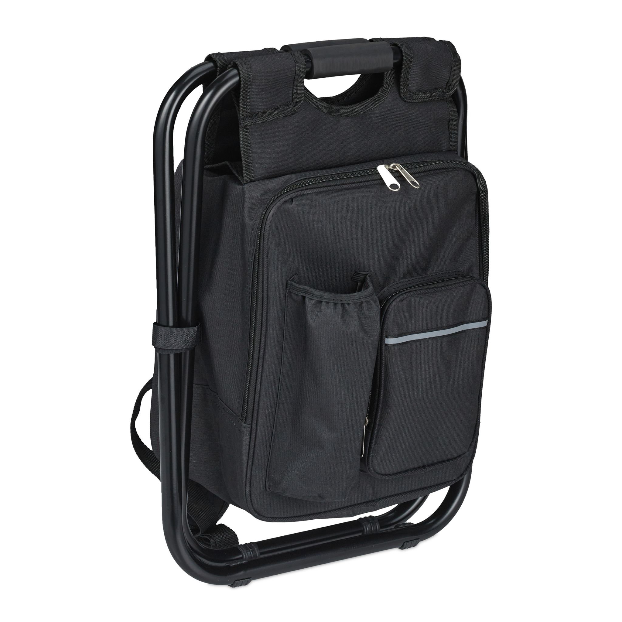 Klappbarer Campinghocker mit Tasche Schwarz von Relaxdays