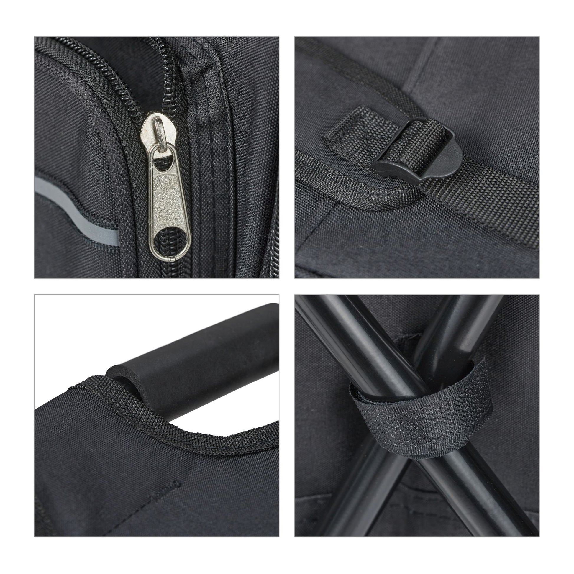 Klappbarer Campinghocker mit Tasche Schwarz von Relaxdays