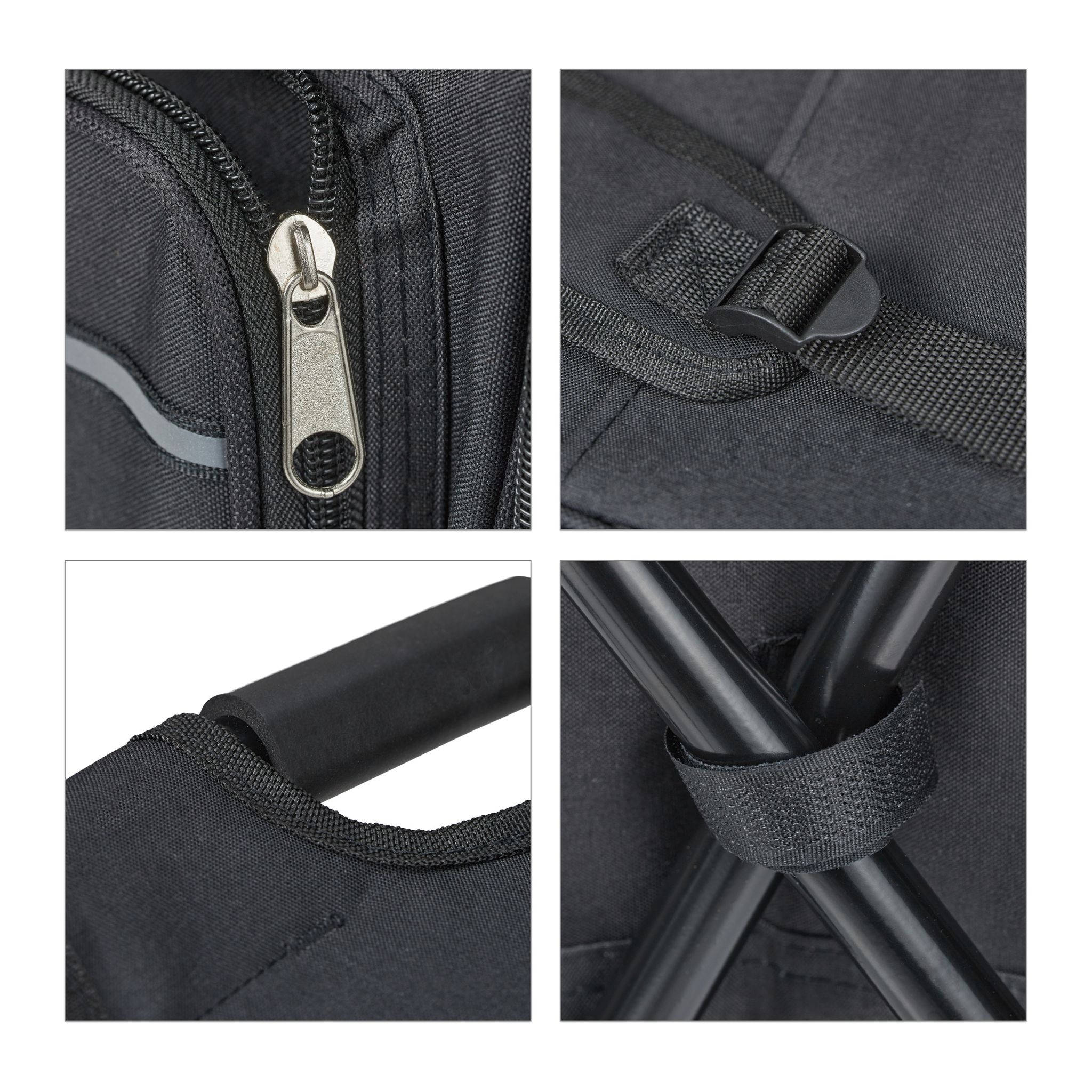 Klappbarer Campinghocker mit Tasche Schwarz von Relaxdays