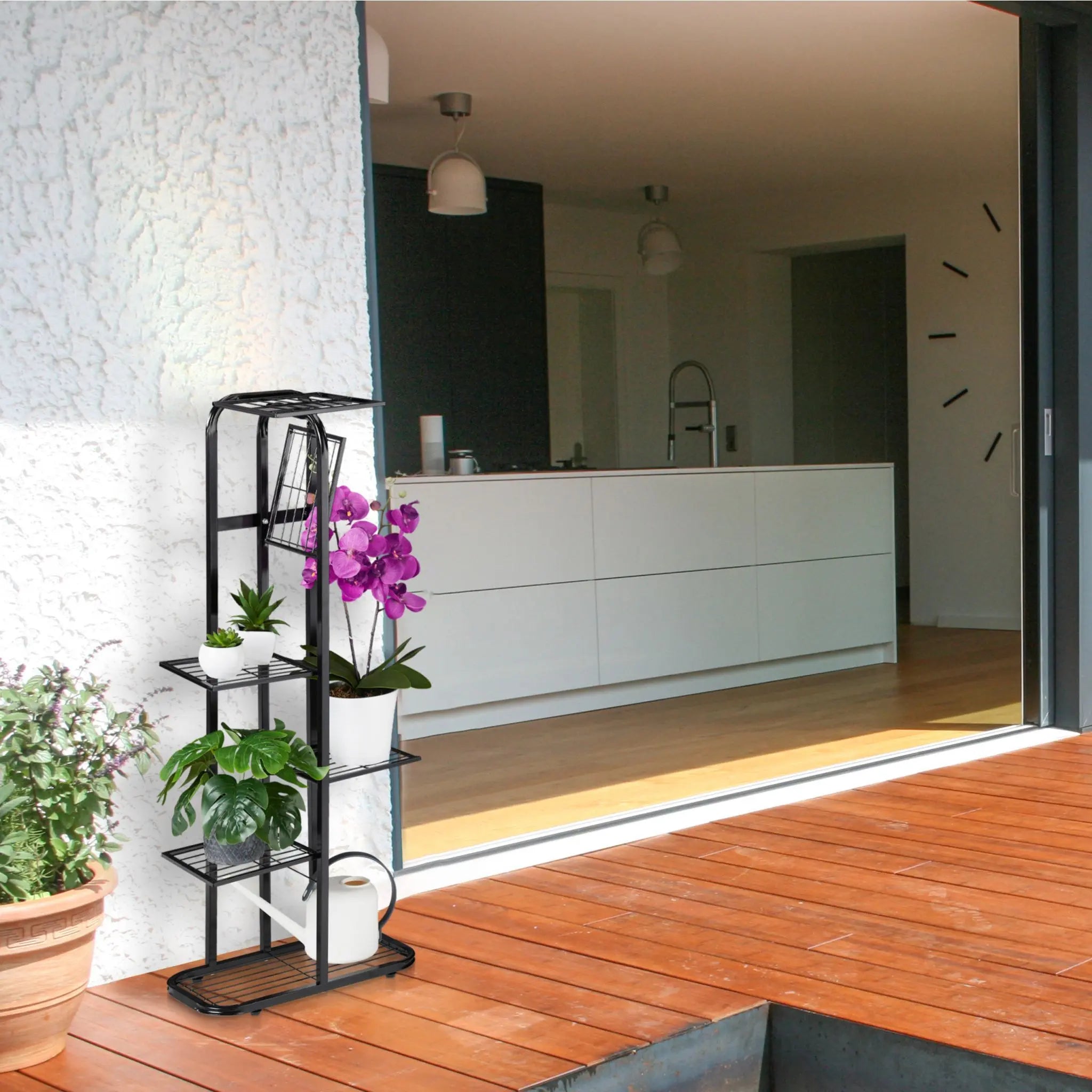 Blumentreppe Metall 6 Etagen Schwarz von Relaxdays