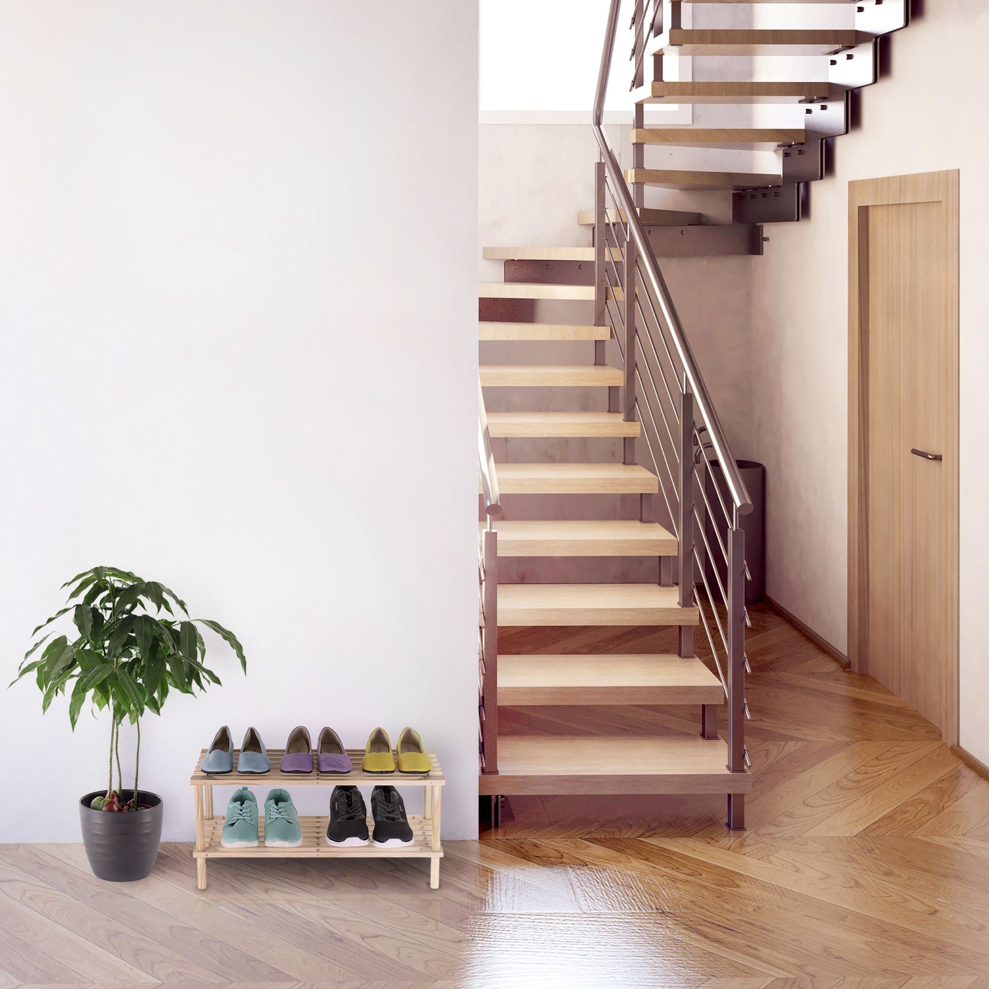 Schuhregal Holz Hellbraun von Relaxdays
