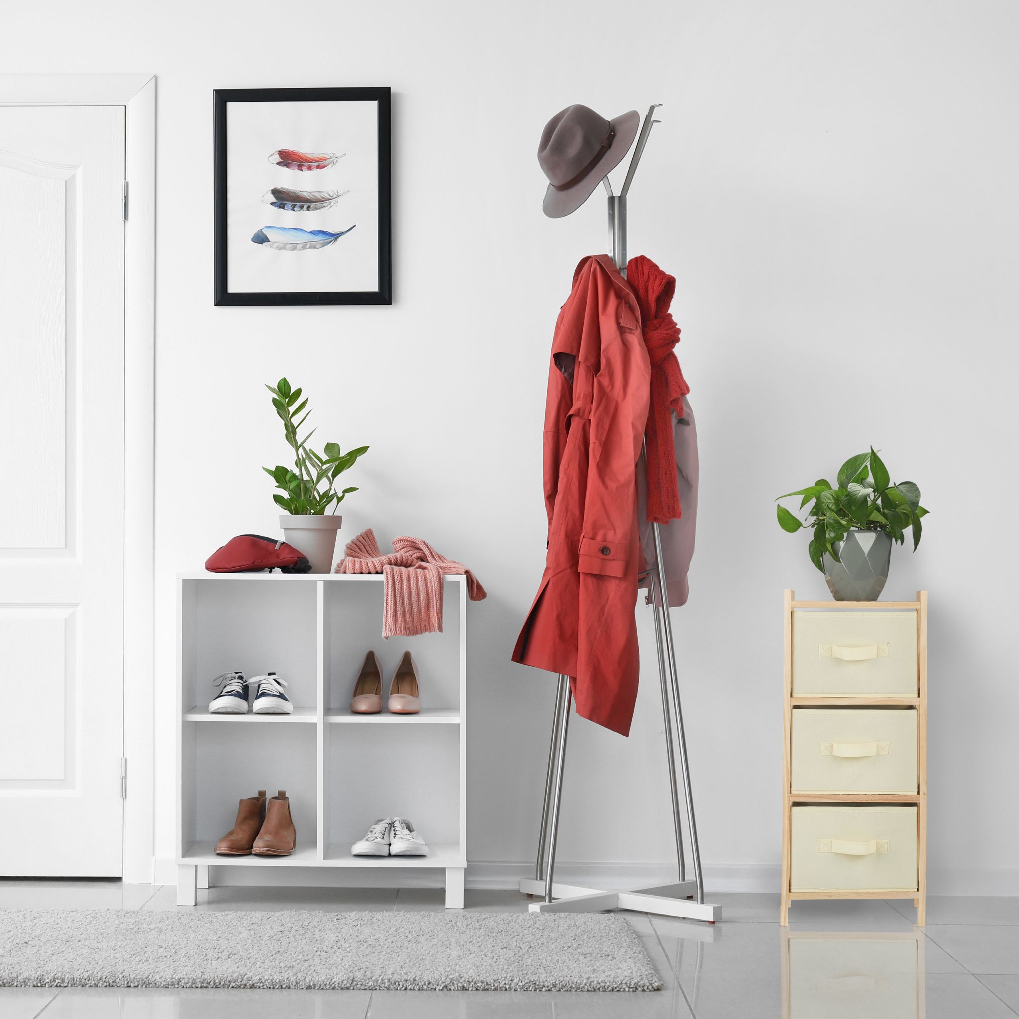 Badregal mit 3 Körben Beige-Hellbraun von Relaxdays