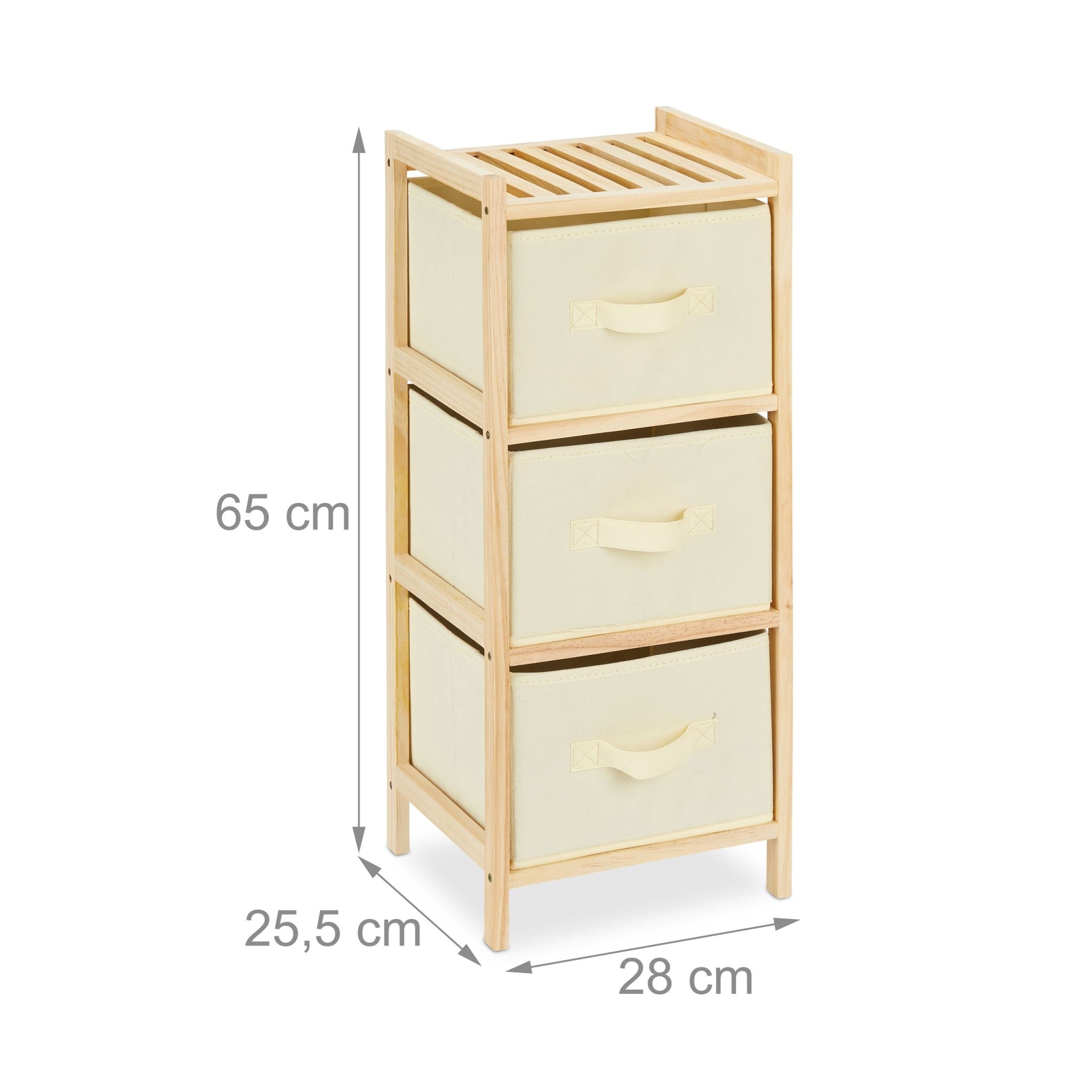 Badregal mit 3 Körben Beige-Hellbraun von Relaxdays