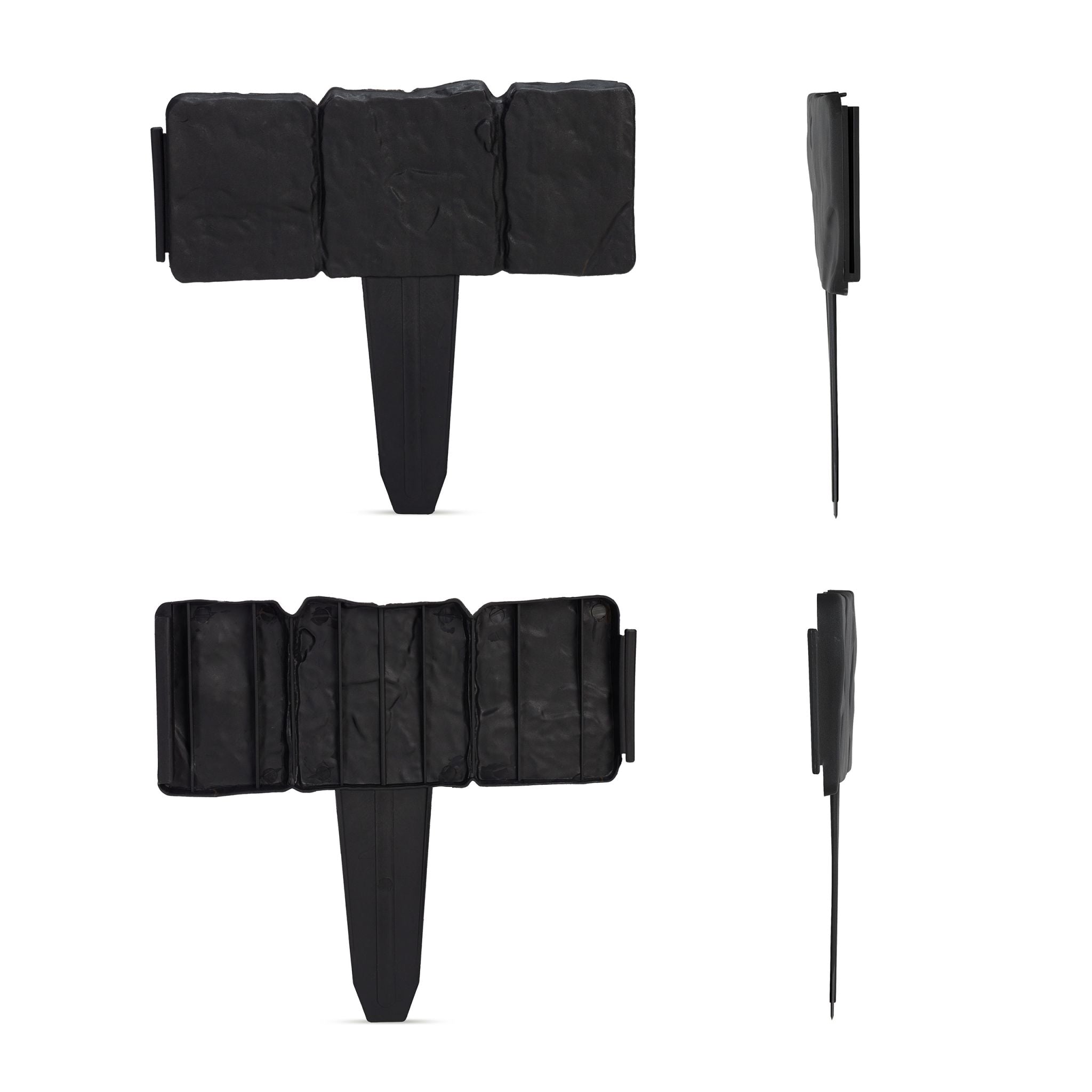 Beetzaun Steinoptik 10er-Set Schwarz von Relaxdays