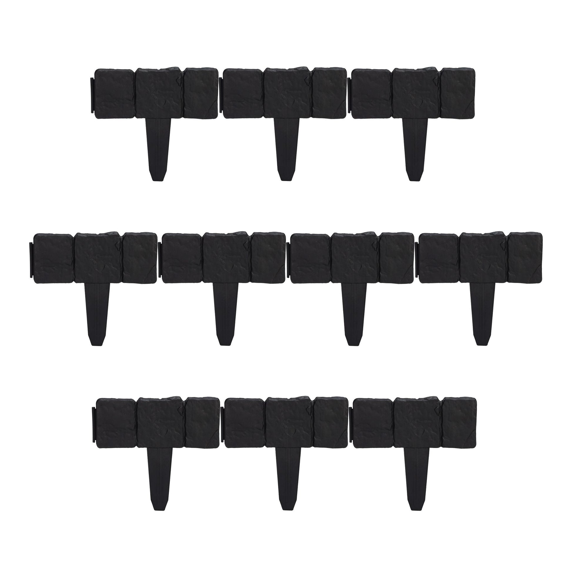 Beetzaun Steinoptik 10er-Set Schwarz von Relaxdays