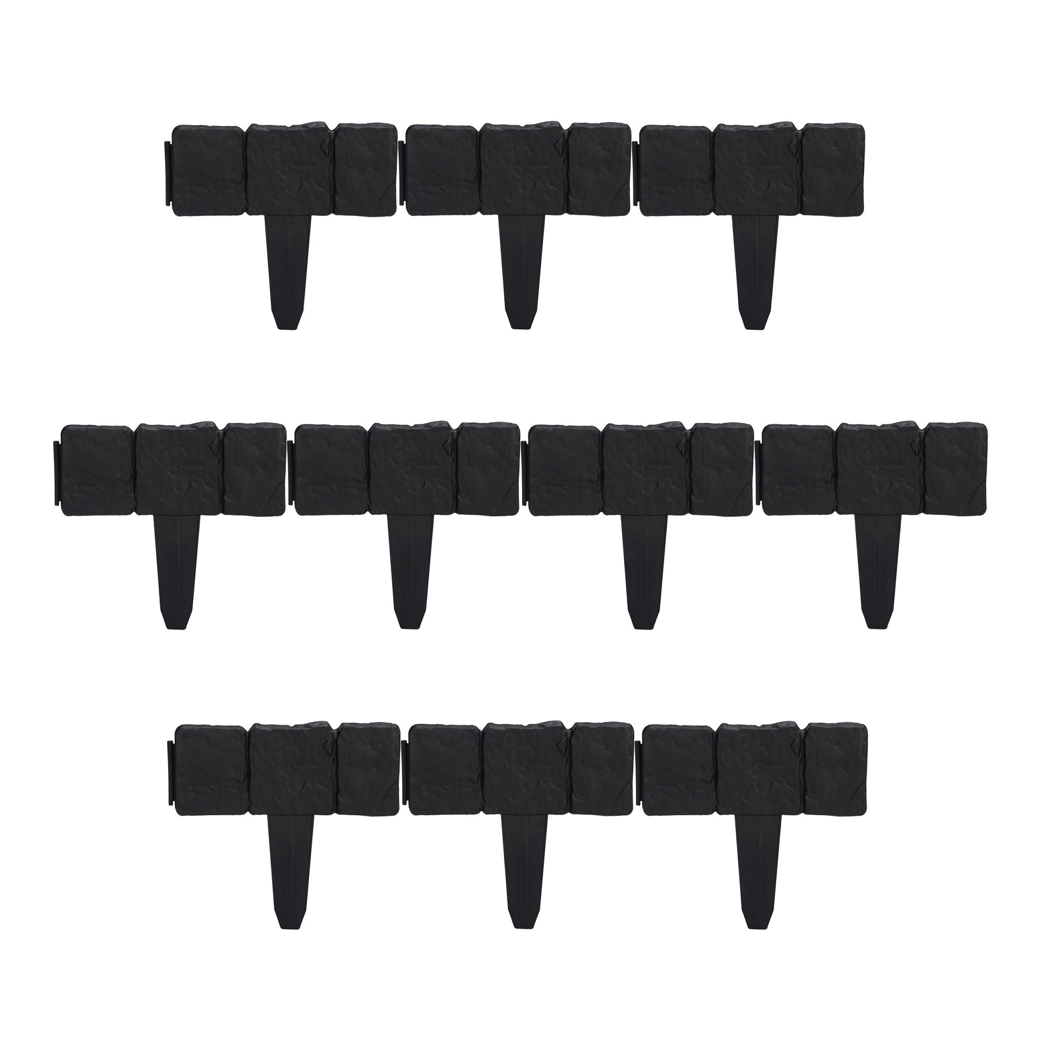 Beetzaun Steinoptik 10er-Set Schwarz von Relaxdays