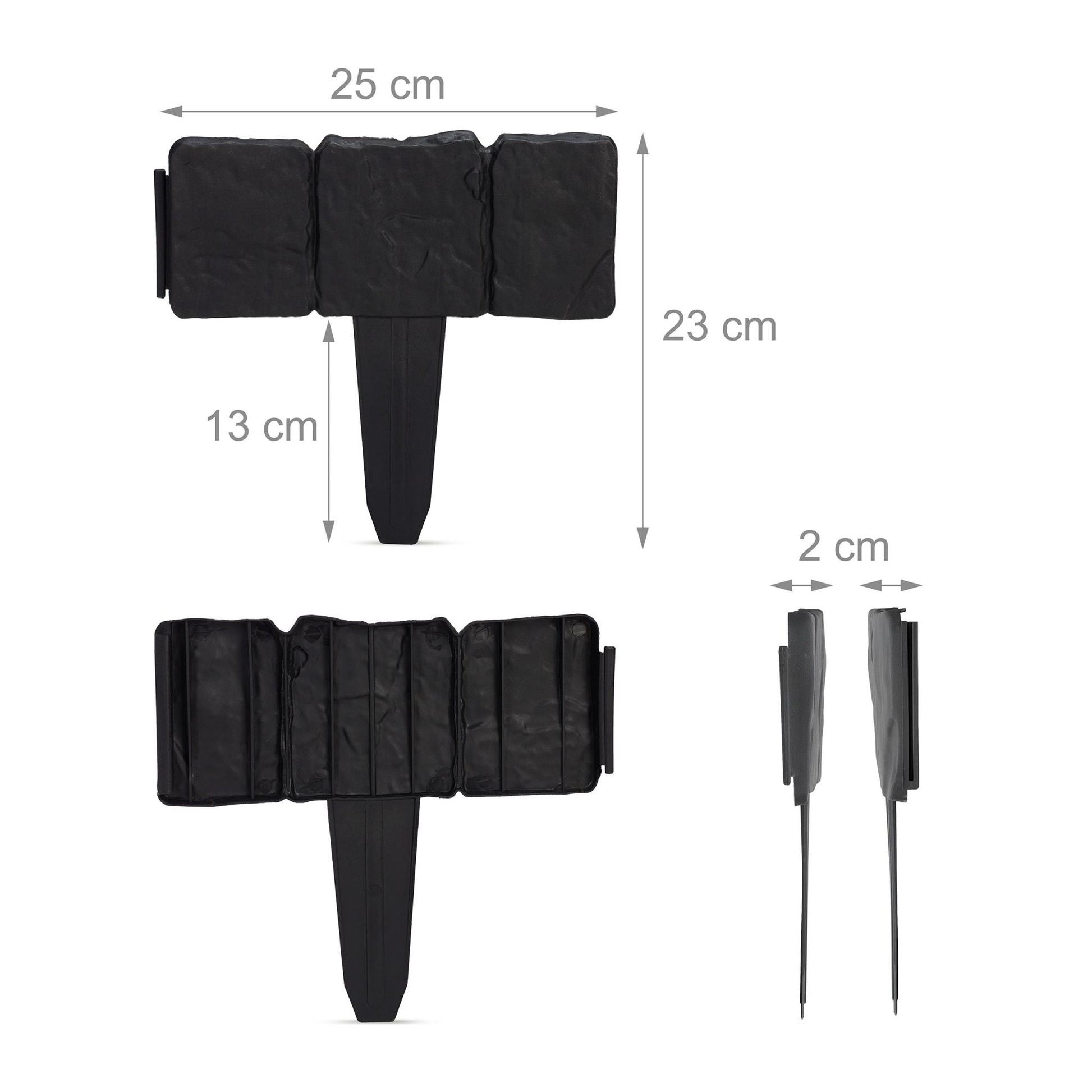 Beetzaun Steinoptik 10er-Set Schwarz von Relaxdays