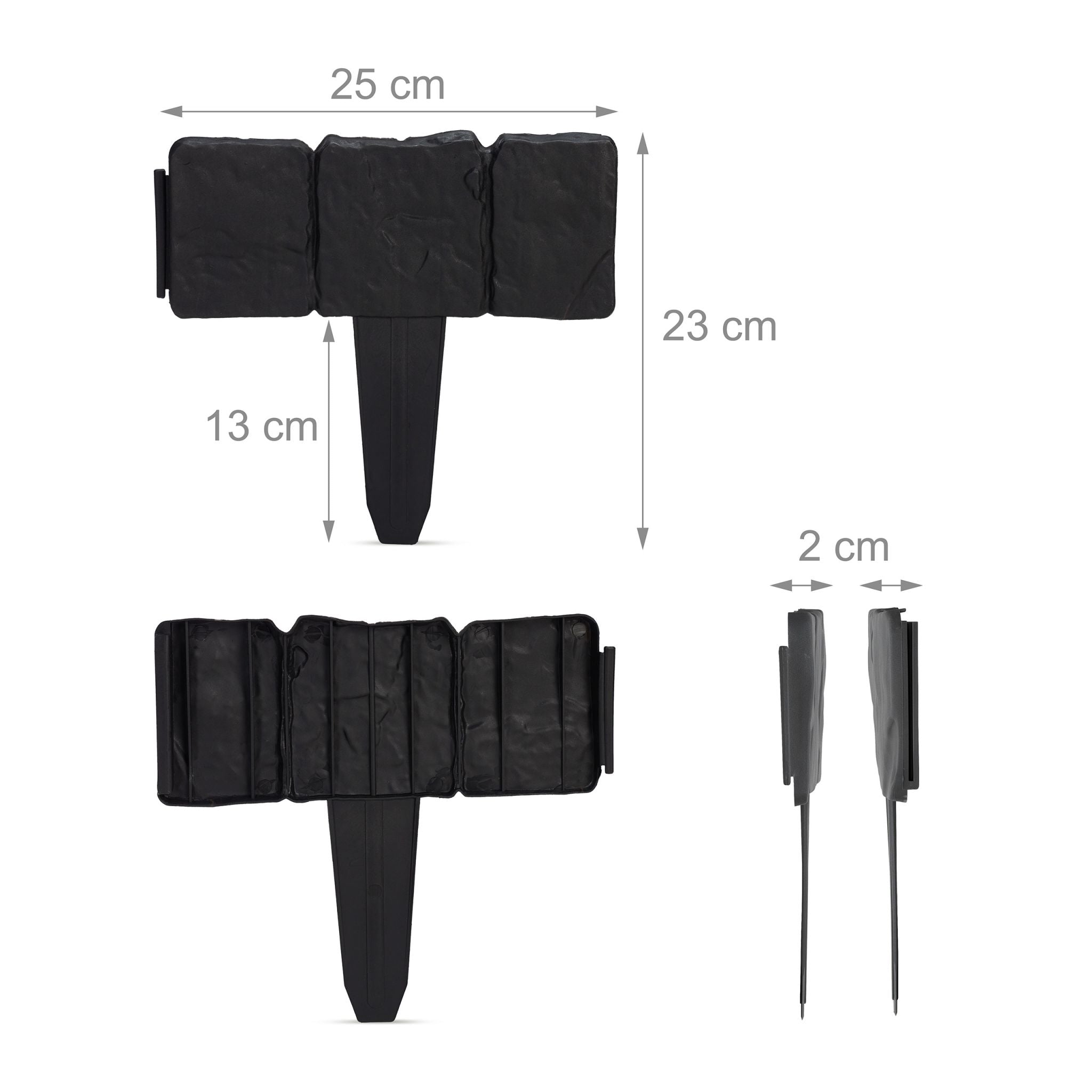 Beetzaun Steinoptik 10er-Set Schwarz von Relaxdays