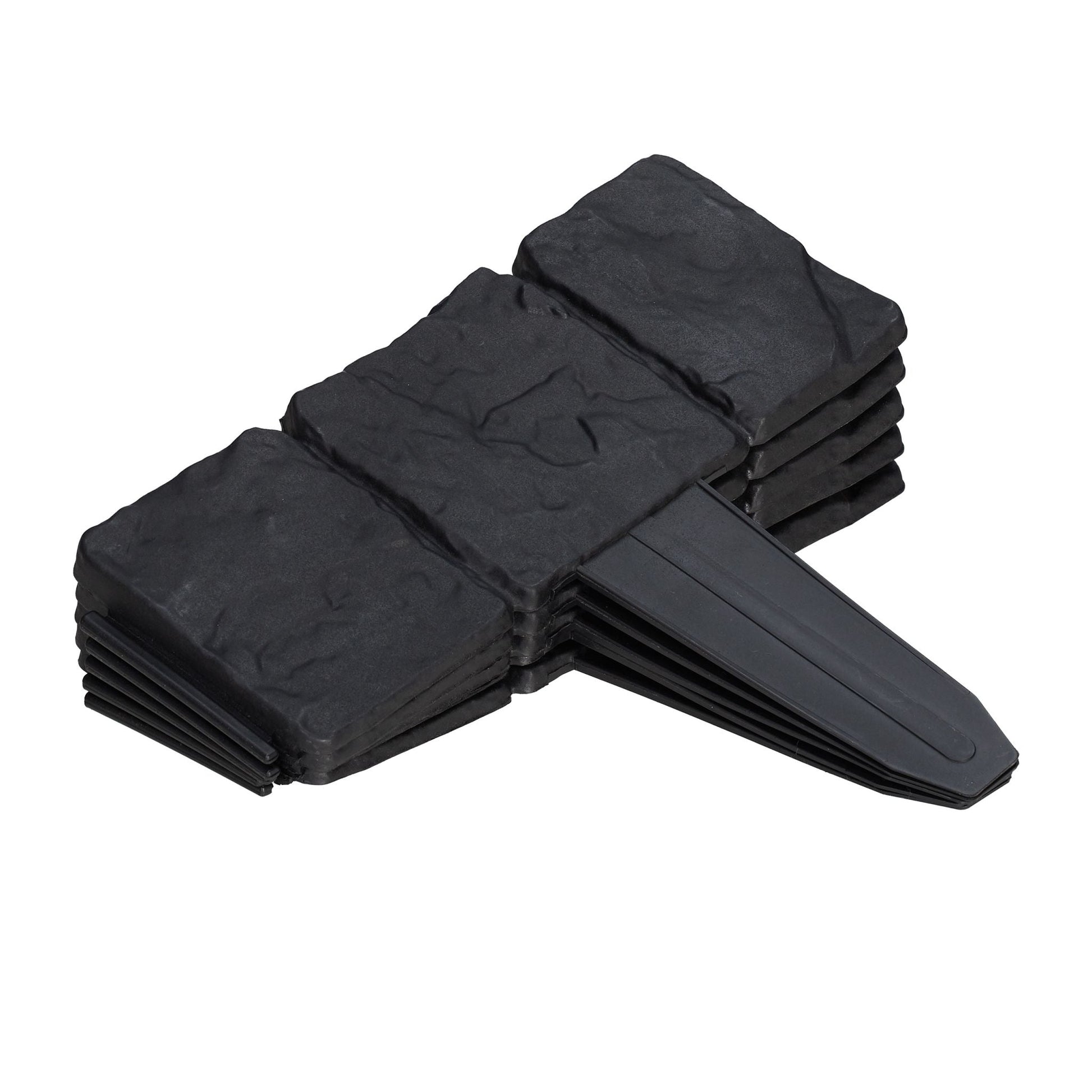 Beetzaun Steinoptik 10er-Set Schwarz von Relaxdays