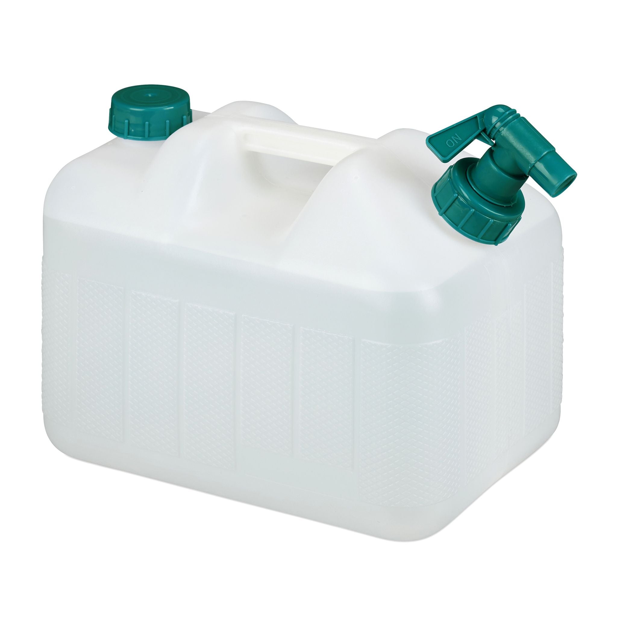 Wasserkanister mit Hahn Weiss-Dunkelgrün von Relaxdays