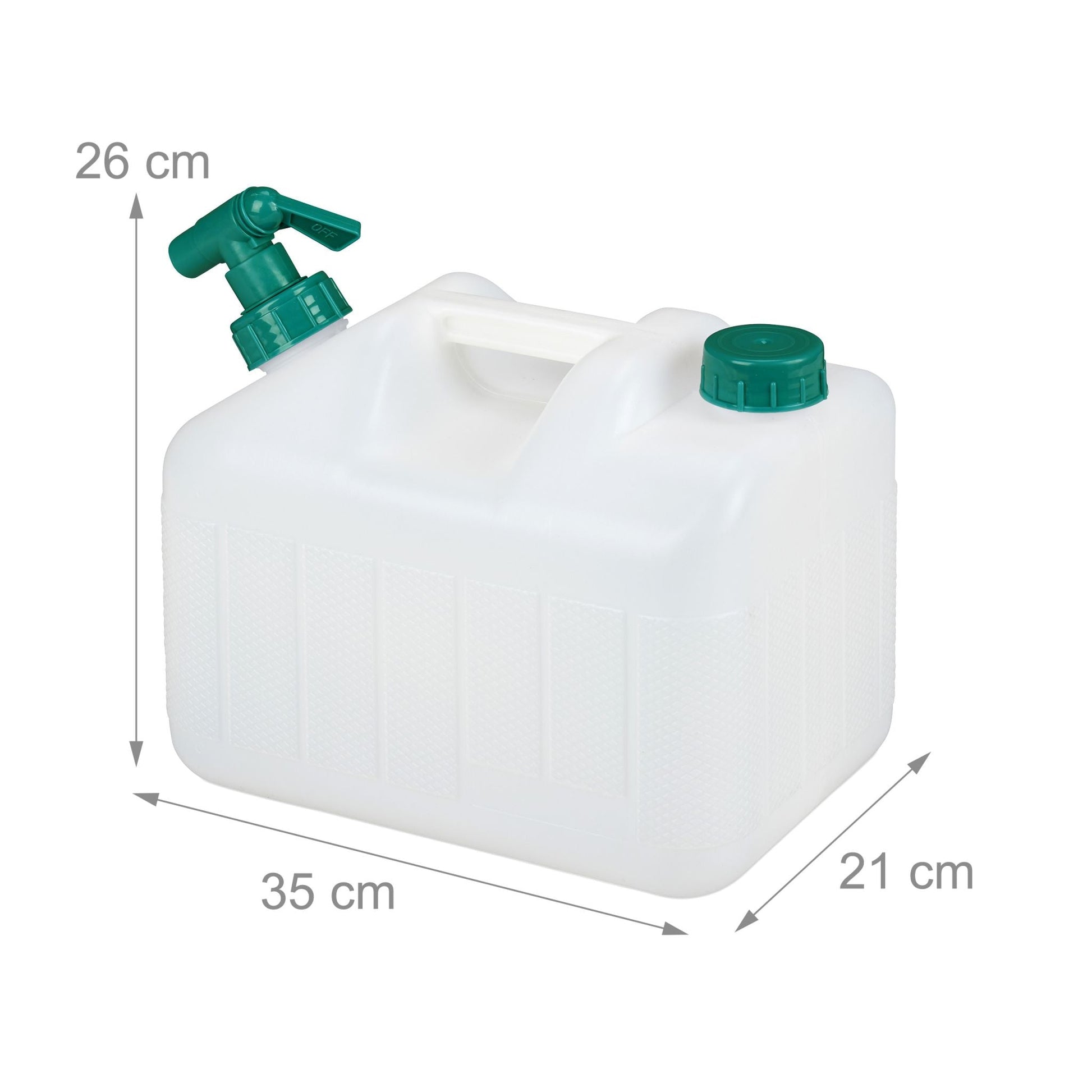 Wasserkanister mit Hahn Weiss-Dunkelgrün von Relaxdays