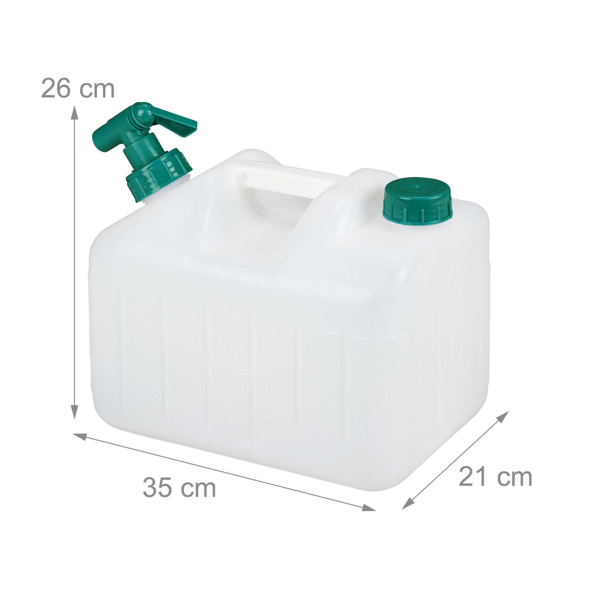 Wasserkanister mit Hahn Weiss-Dunkelgrün von Relaxdays