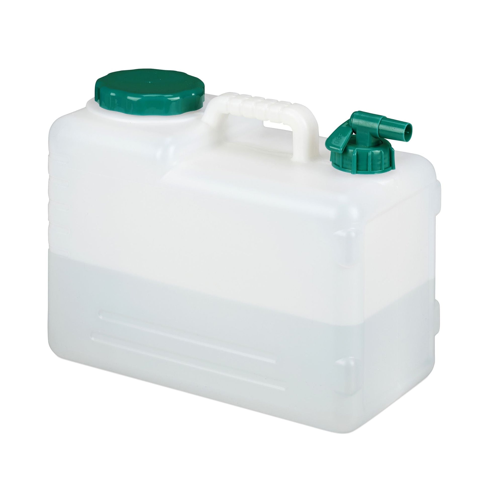 Wasserkanister mit Hahn Weiss-Dunkelgrün von Relaxdays