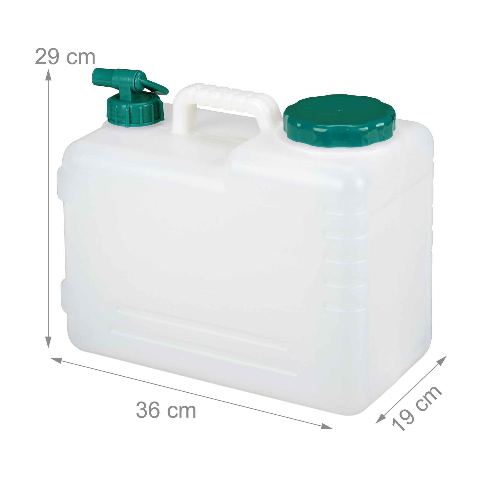 Wasserkanister mit Hahn Weiss-Dunkelgrün von Relaxdays