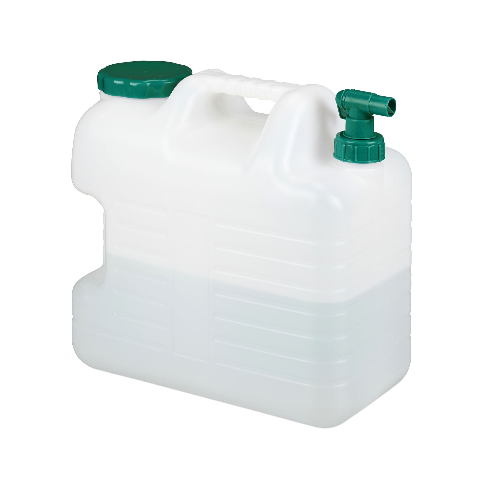 Wasserkanister mit Hahn Weiss-Dunkelgrün von Relaxdays