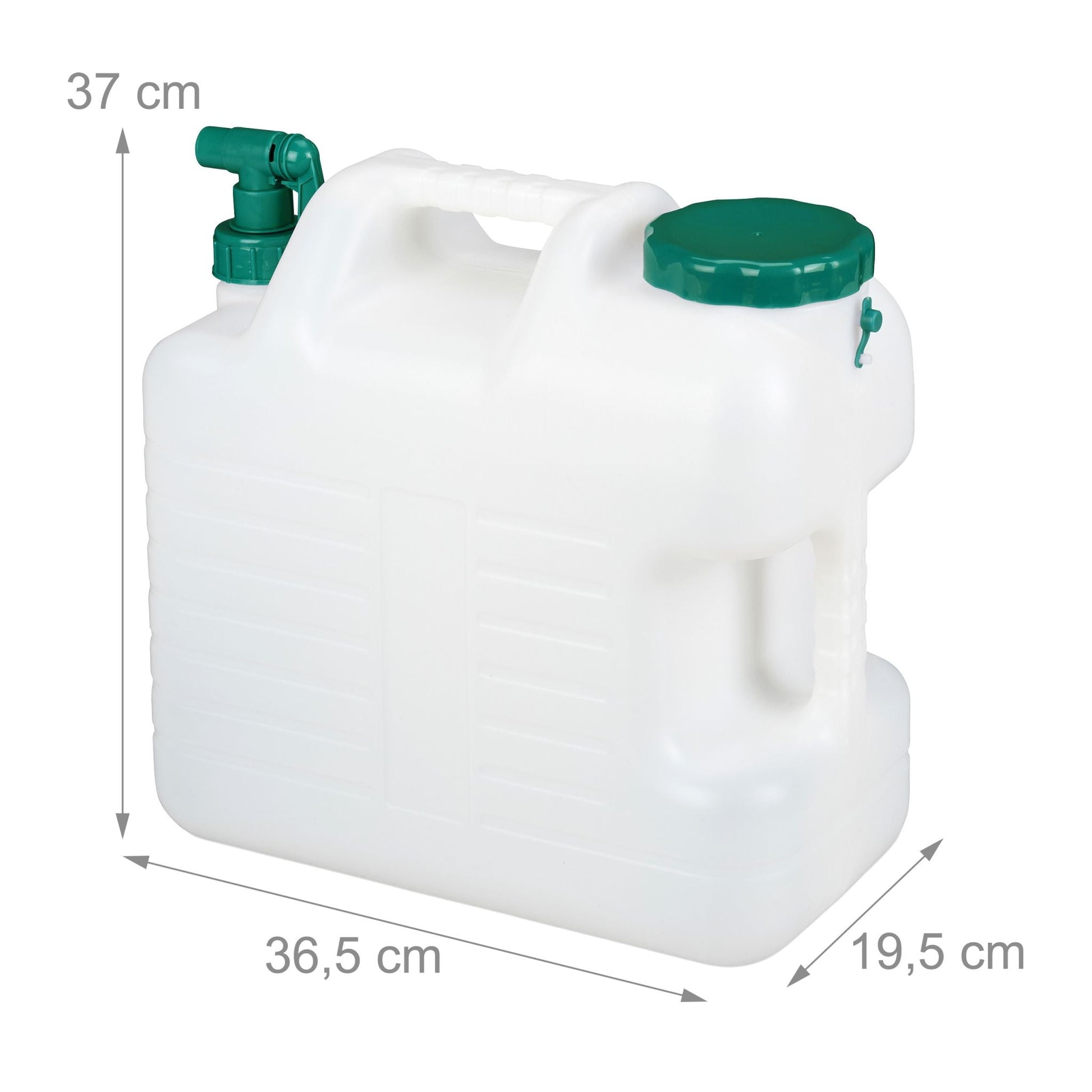 Wasserkanister mit Hahn Weiss-Dunkelgrün von Relaxdays