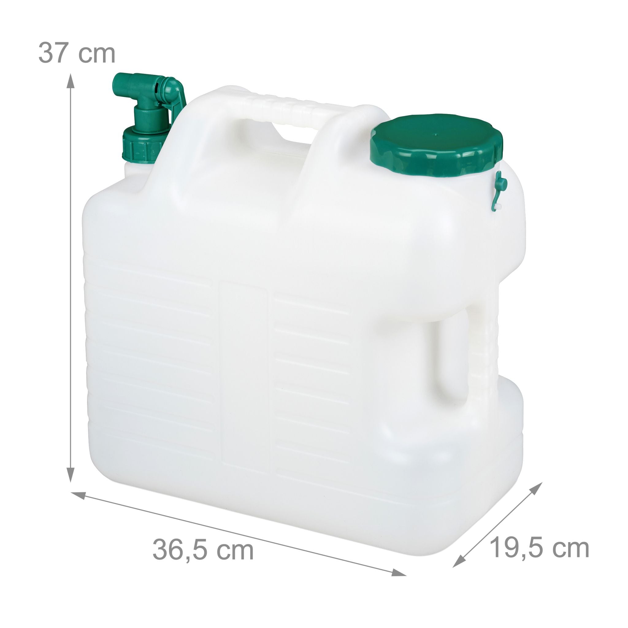 Wasserkanister mit Hahn Weiss-Dunkelgrün von Relaxdays