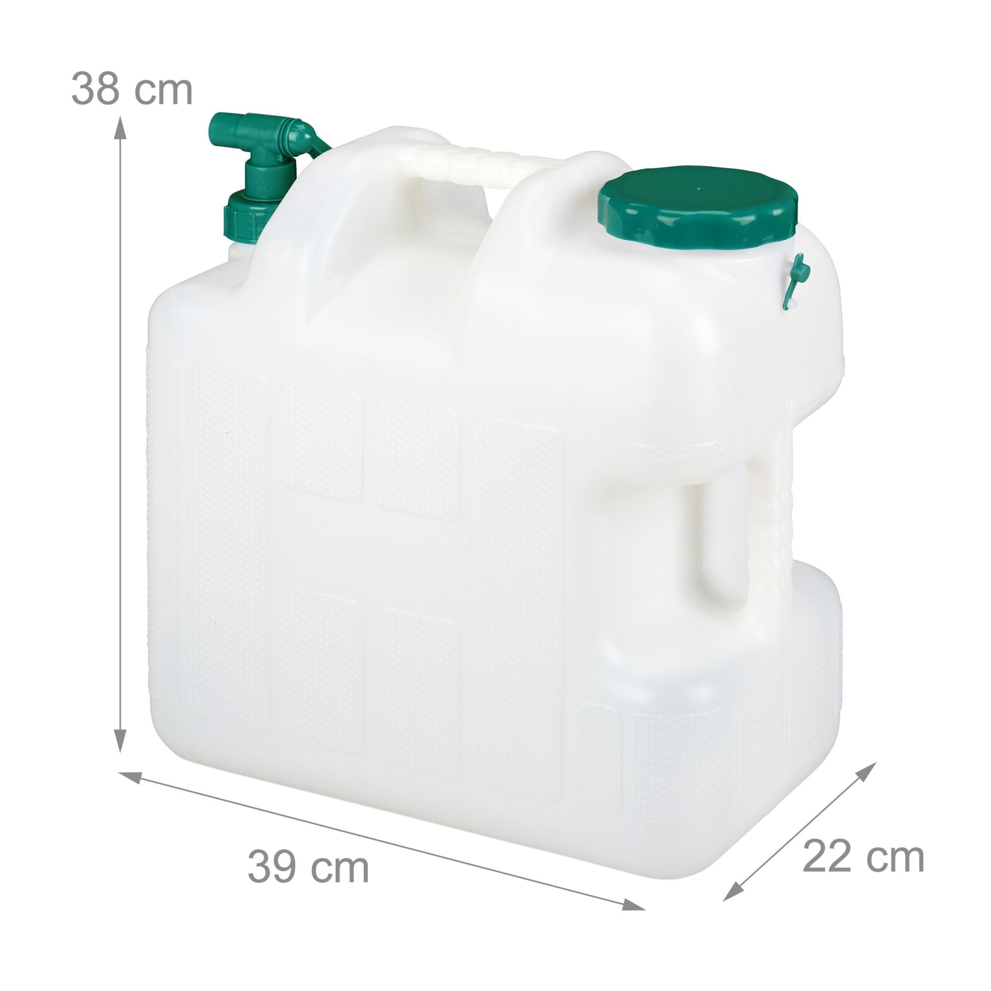 Wasserkanister mit Hahn Weiss-Dunkelgrün von Relaxdays