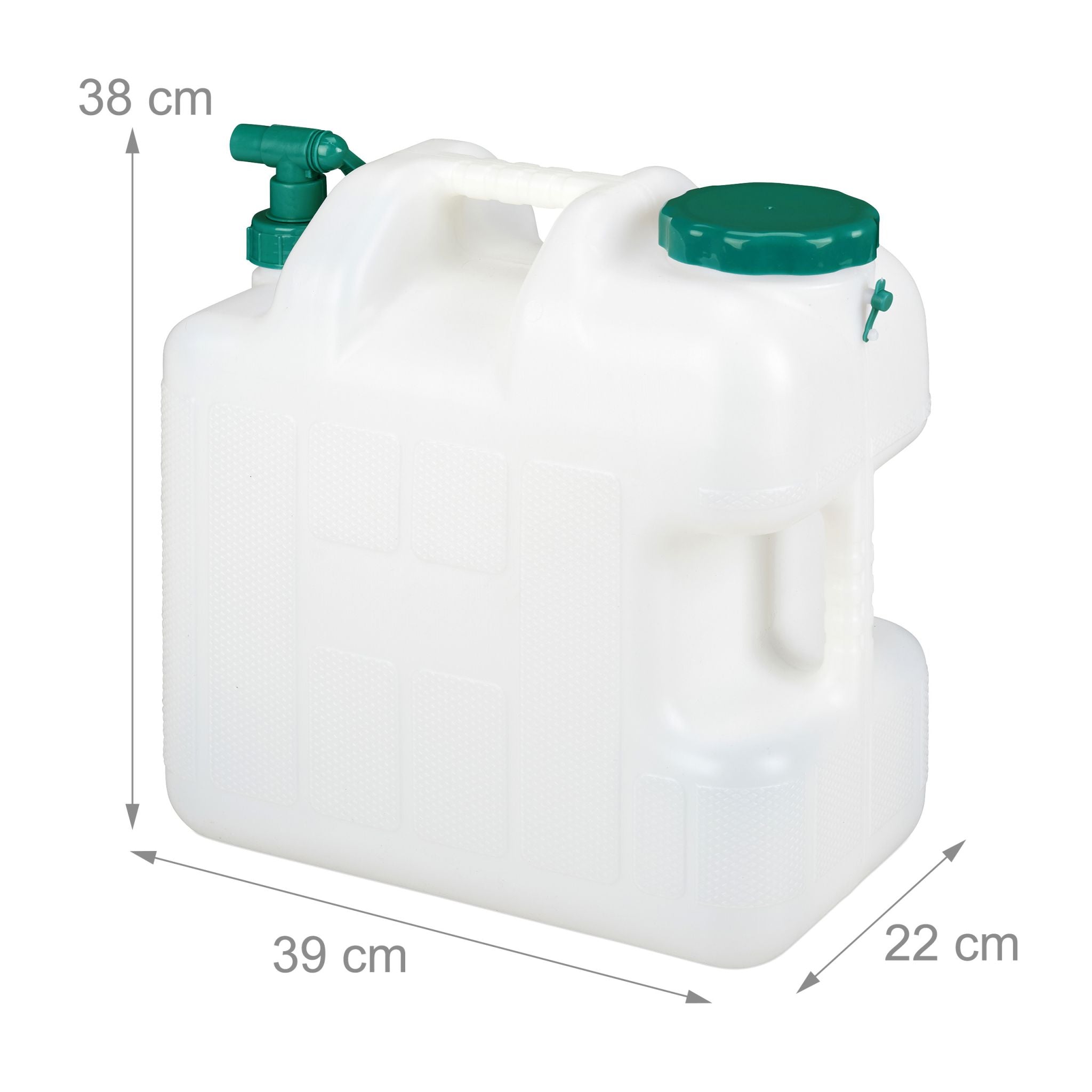 Wasserkanister mit Hahn Weiss-Dunkelgrün von Relaxdays