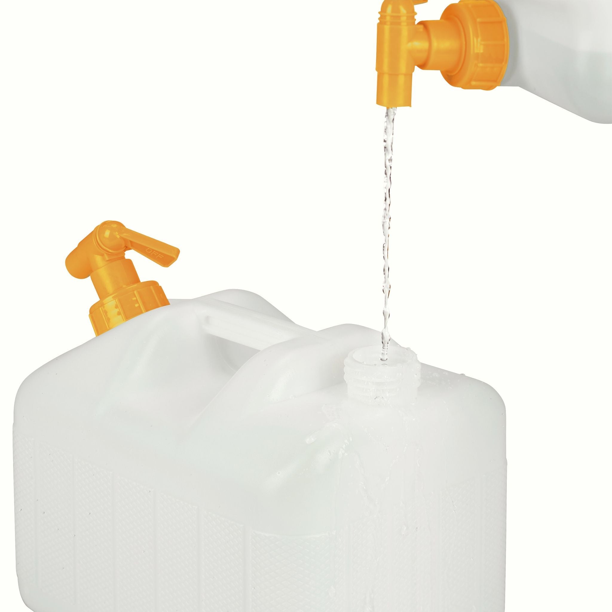 Wasserkanister mit Hahn Weiss-Orange