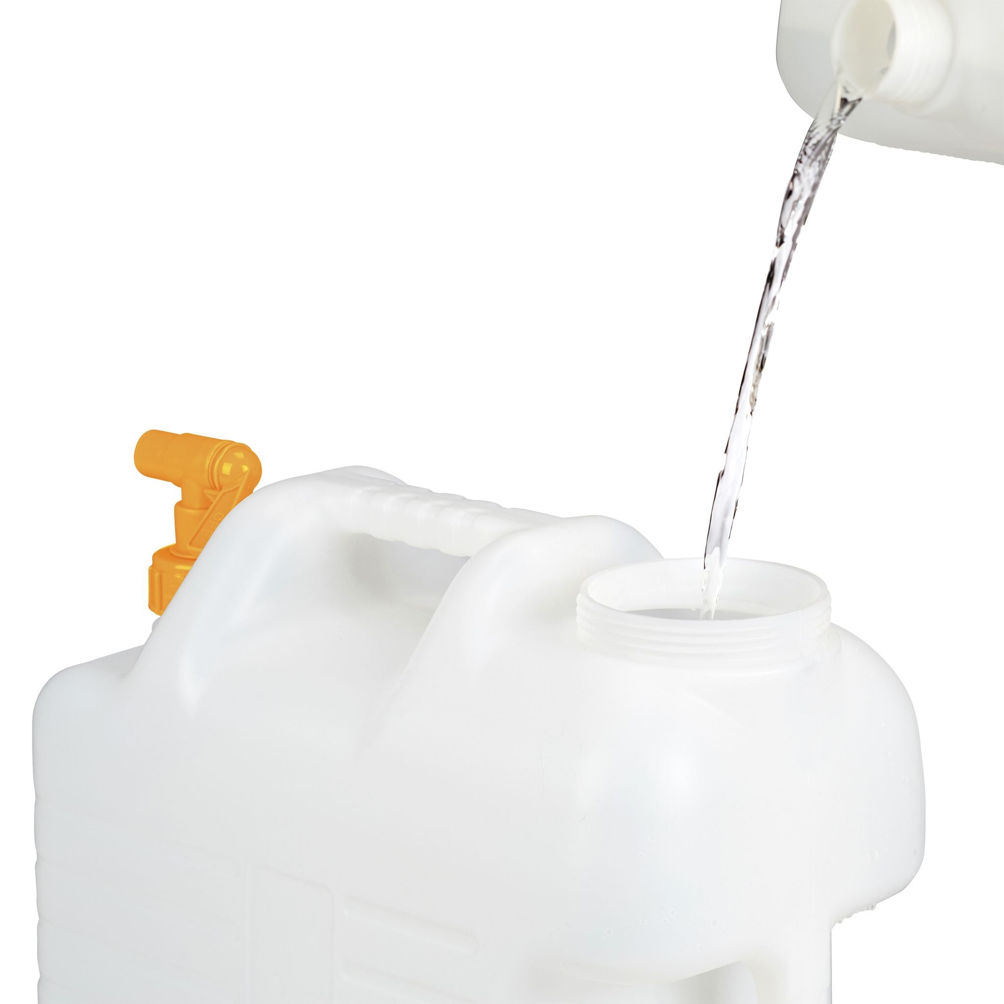 Wasserkanister mit Hahn Weiss-Orange