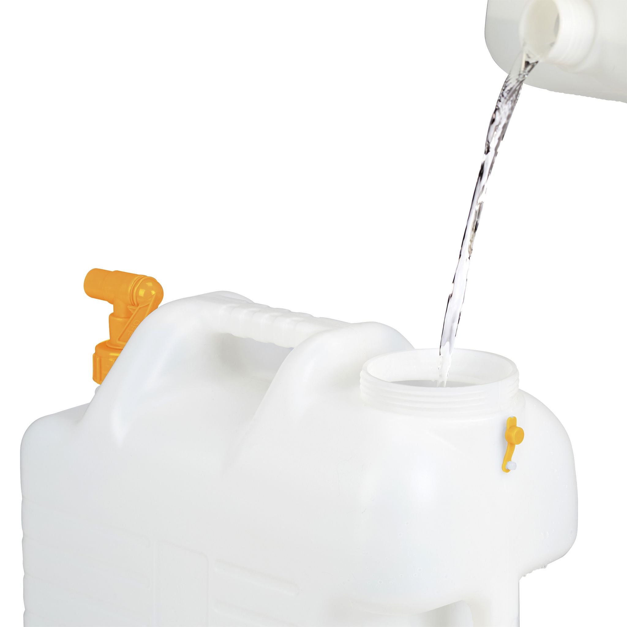 Wasserkanister mit Hahn Weiss-Orange