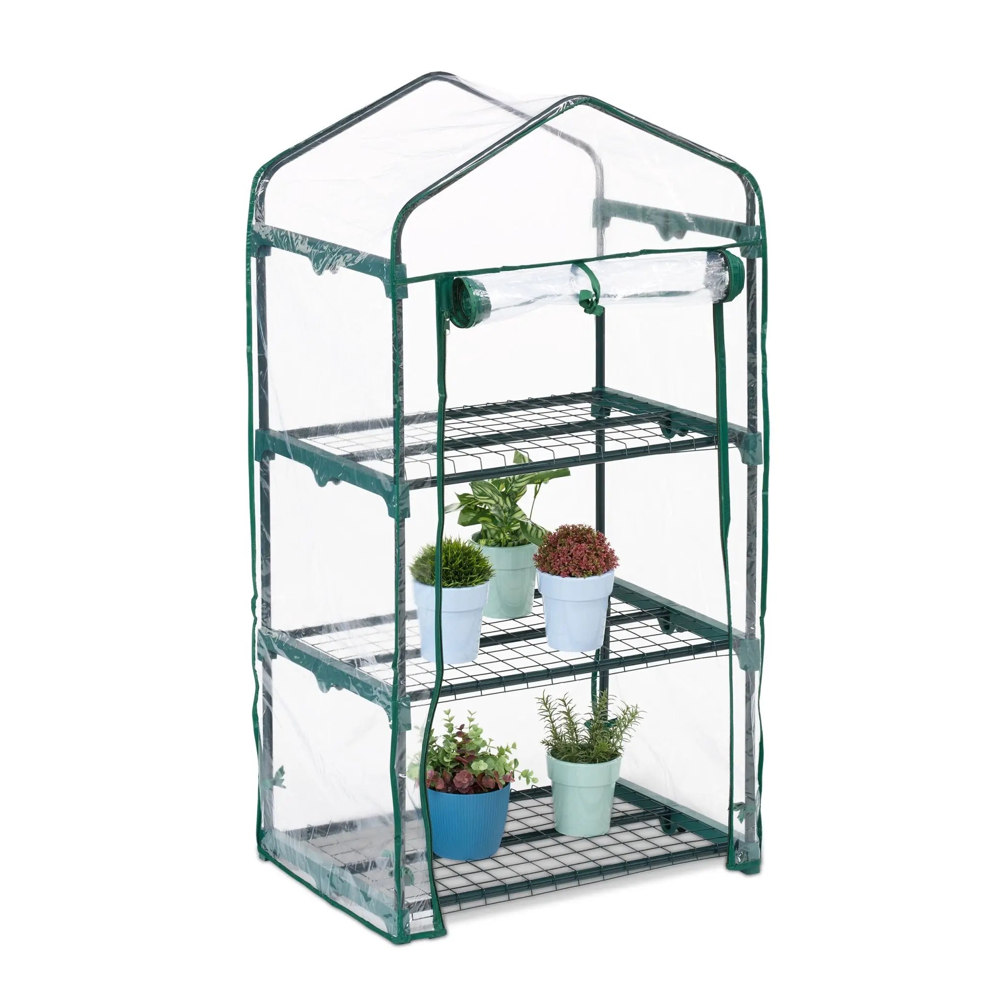 Balkon Gewächshaus mit PVC-Folie Dunkelgrün-Transparent von Relaxdays