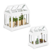 Mini Gewächshaus 2er-Set Indoor Weiss-Transparent von Relaxdays