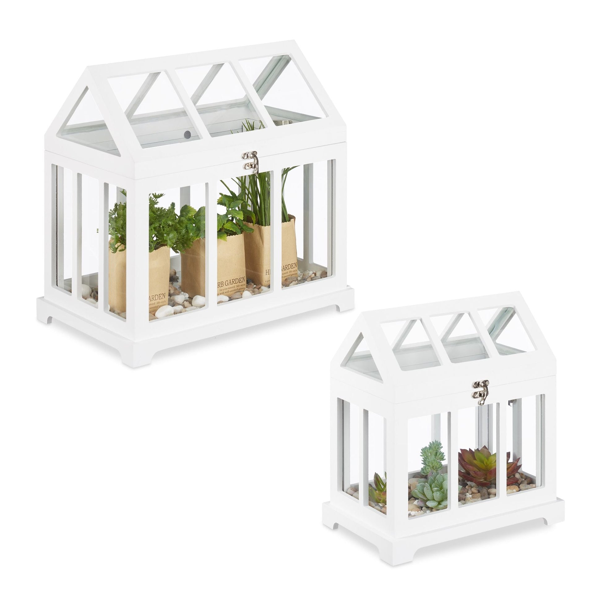 Mini Gewächshaus 2er-Set Indoor Weiss-Transparent von Relaxdays