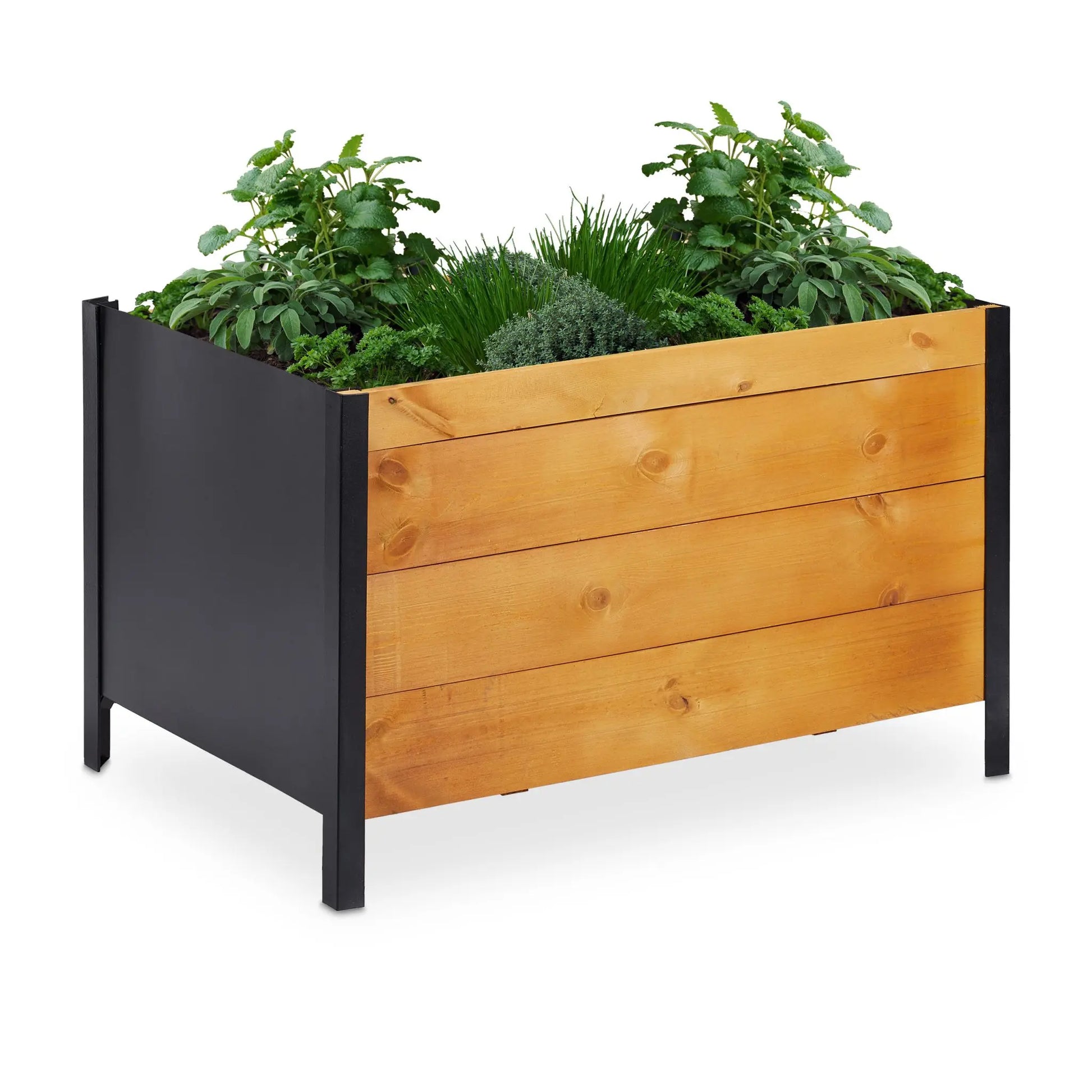 Hochbeet Holz Hellbraun-Schwarz von Relaxdays