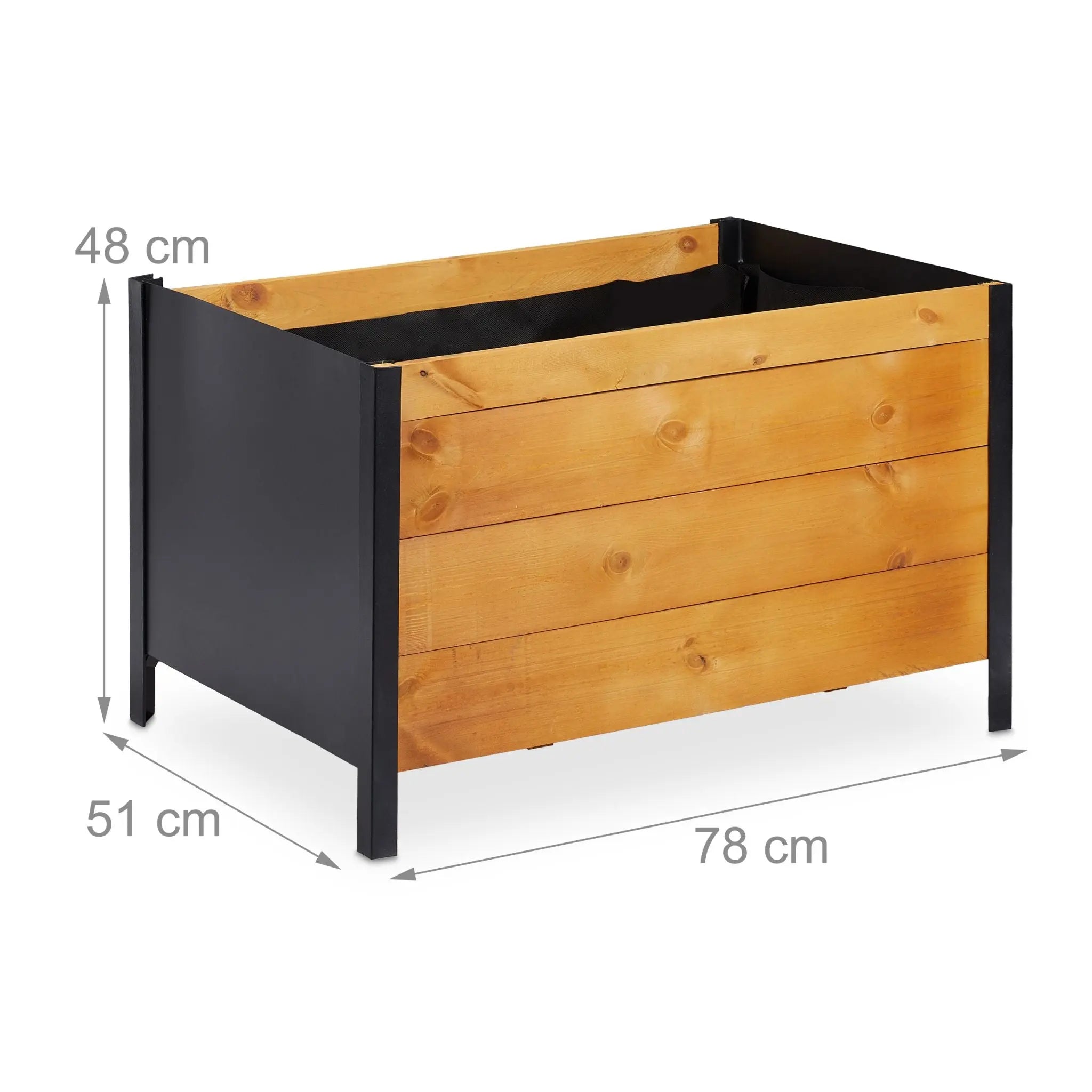 Hochbeet Holz Hellbraun-Schwarz von Relaxdays