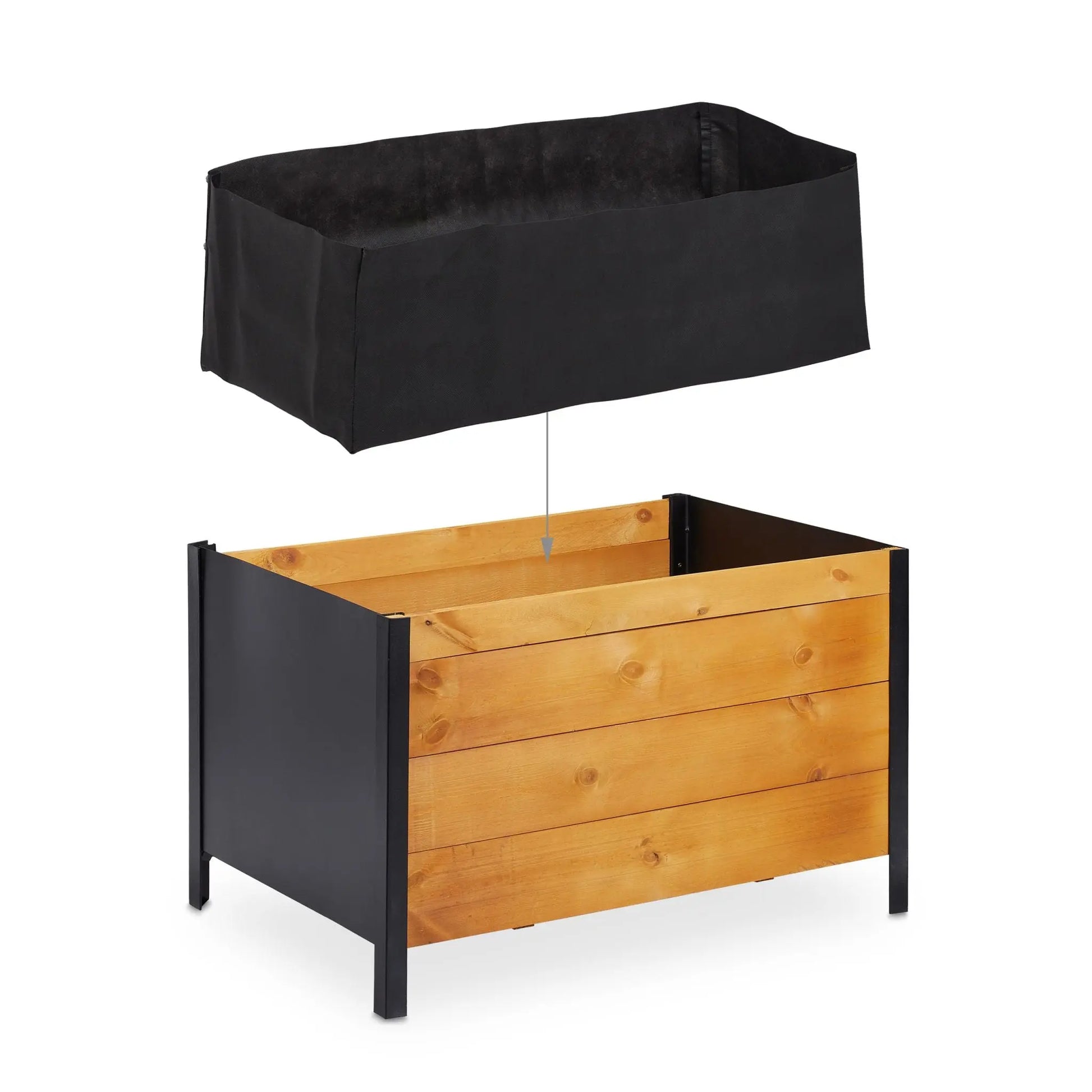 Hochbeet Holz Hellbraun-Schwarz von Relaxdays