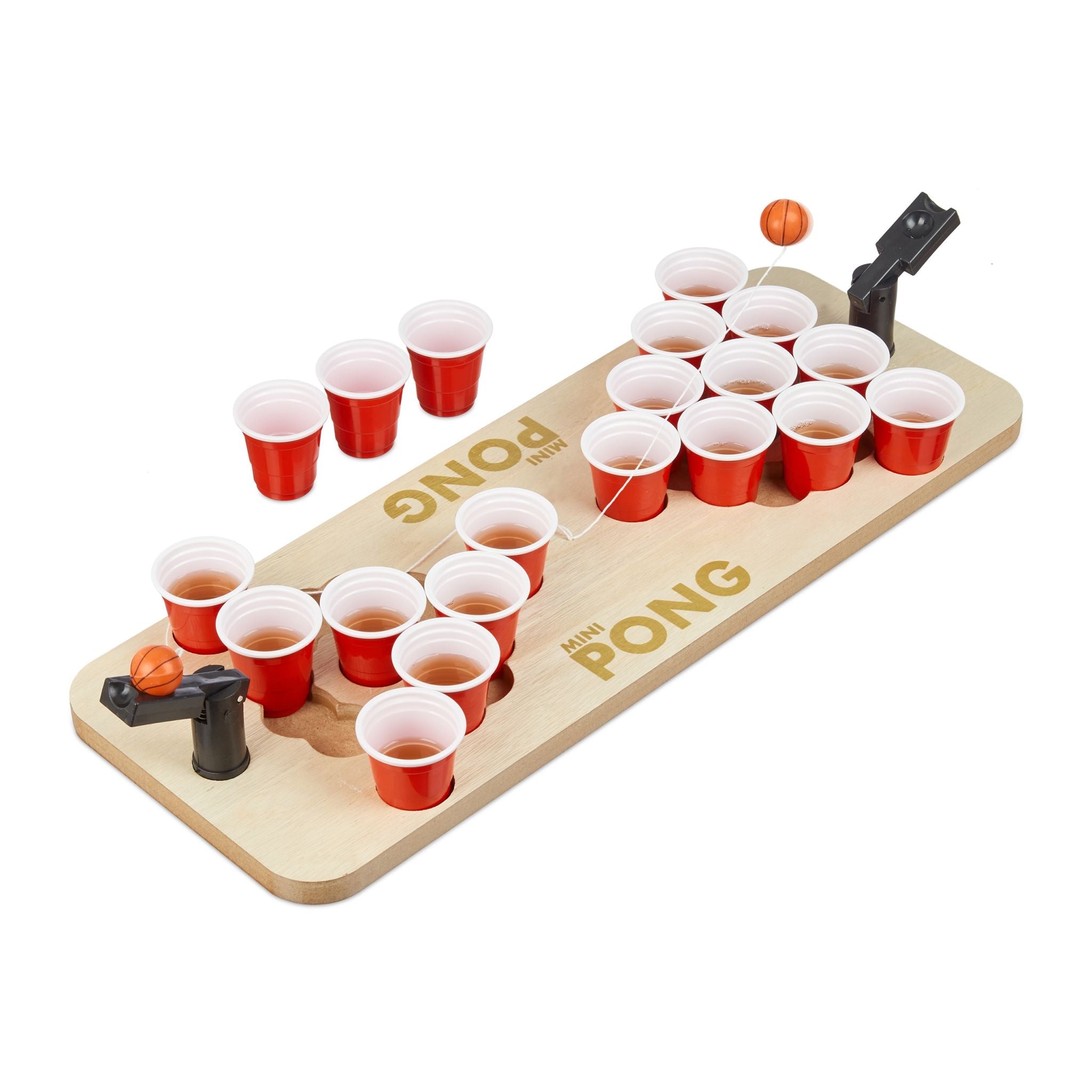 Mini Beer Pong mit Bechern Weiss-Hellbraun-Rot von Relaxdays