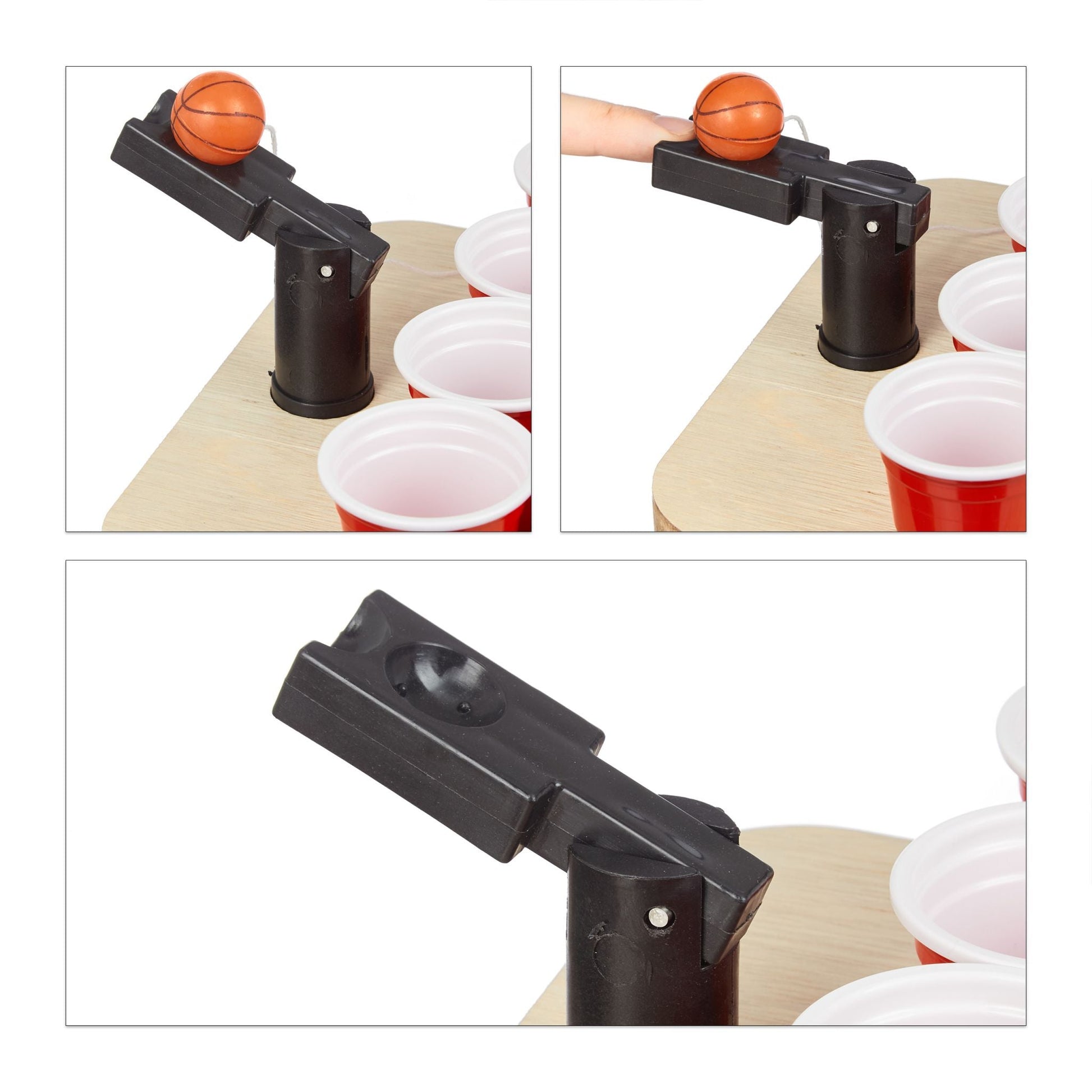Mini Beer Pong mit Bechern Weiss-Hellbraun-Rot von Relaxdays