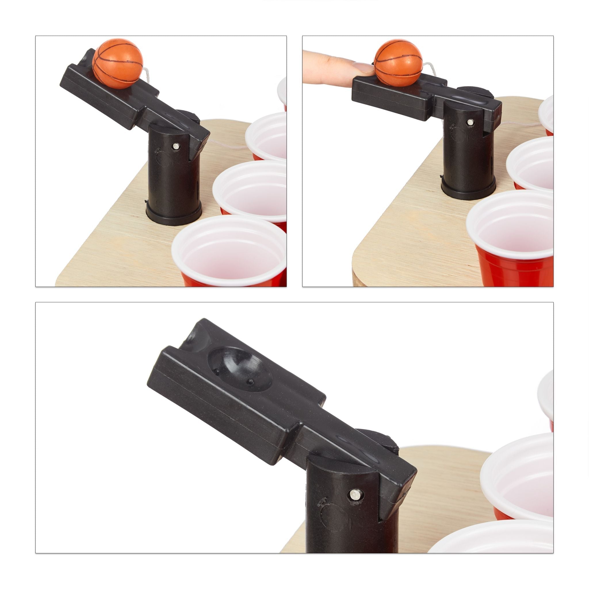 Mini Beer Pong mit Bechern Weiss-Hellbraun-Rot von Relaxdays