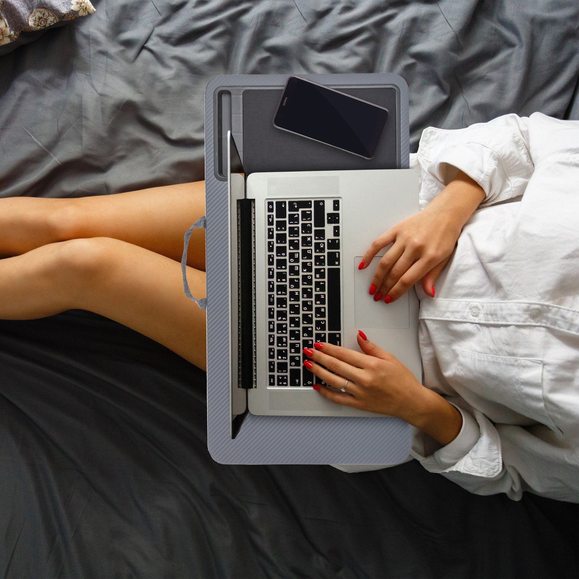 Laptopkissen mit Mauspad Schwarz-Grau von Relaxdays
