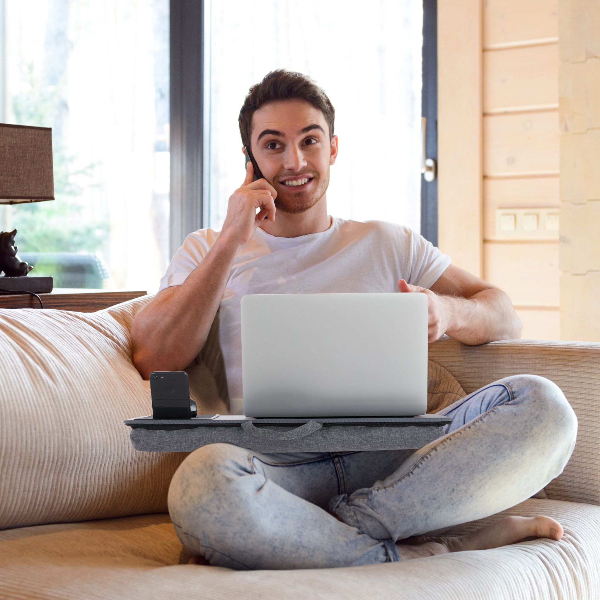 Laptopkissen mit Mauspad Schwarz-Grau von Relaxdays