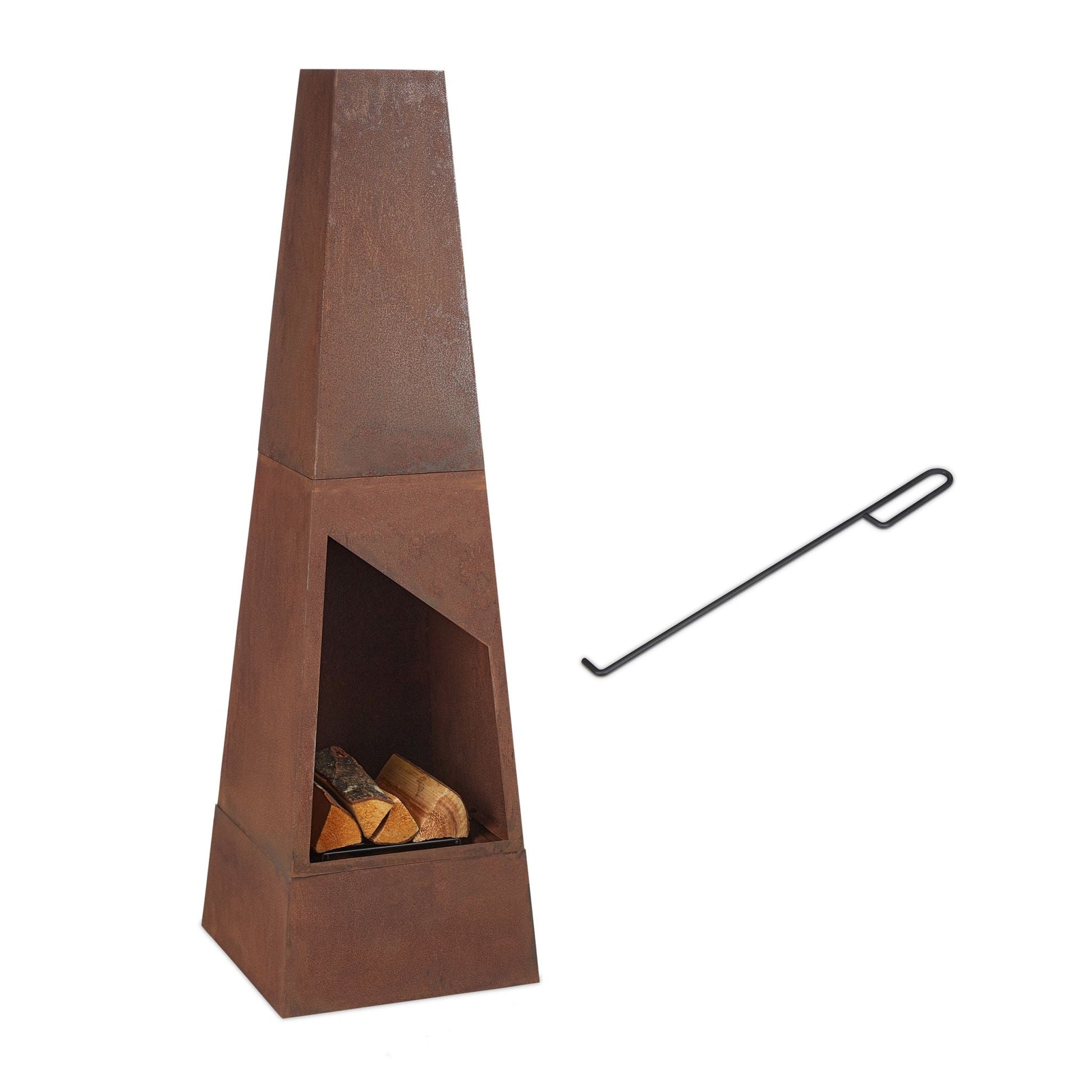 Gartenkamin Cortenstahl Braun-Schwarz von Relaxdays